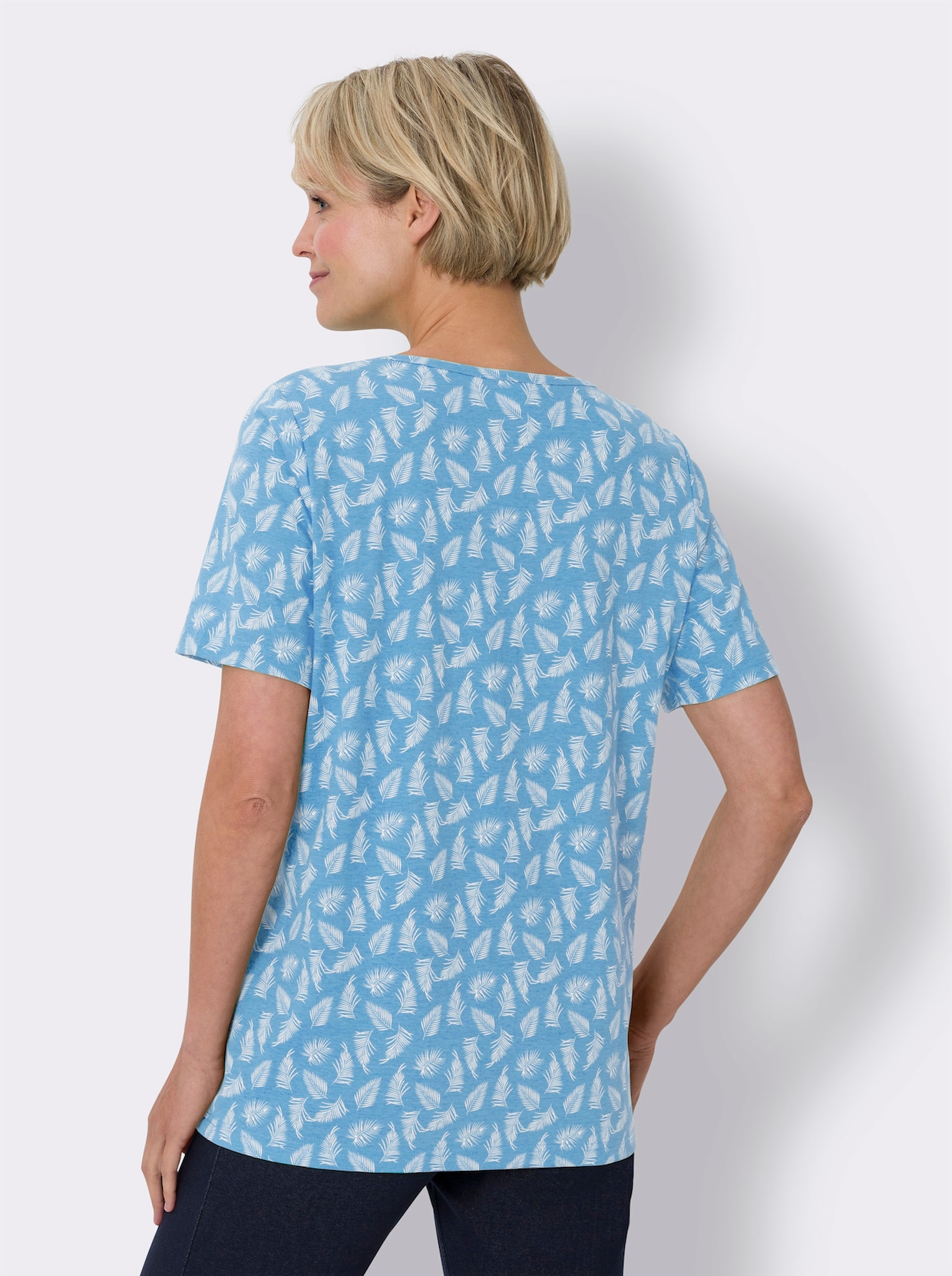 Shirt met korte mouwen - aqua/wit bedrukt