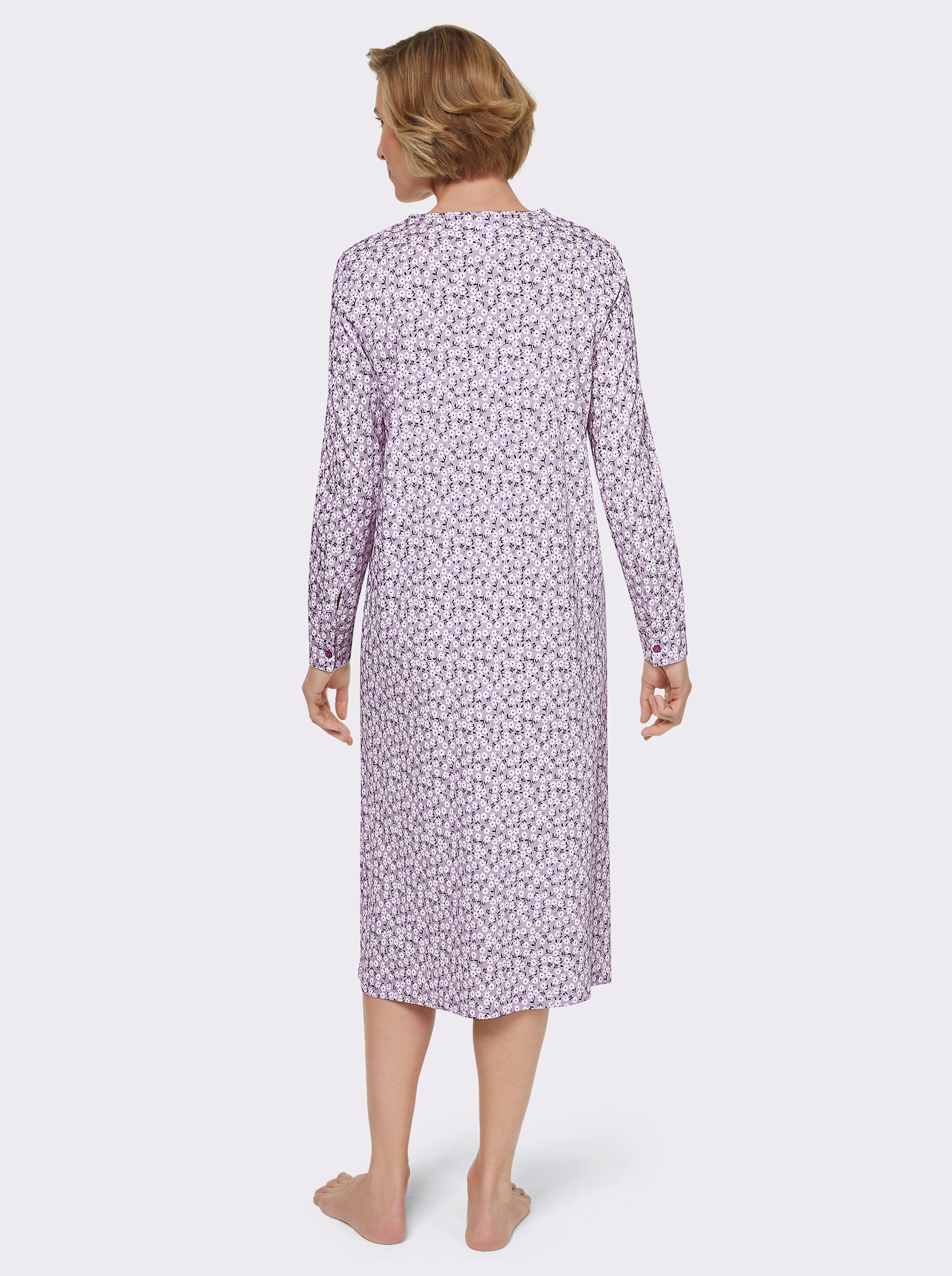 wäschepur Nachthemd im Blümchen-Dessin - flieder-bedruckt