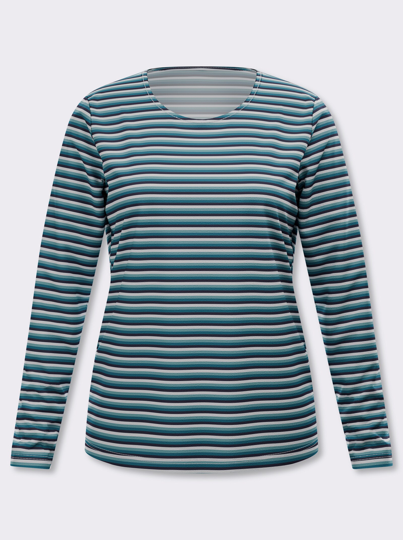 Langarmshirt in Baumwoll-Qualität, gestreift - topas-marine-geringelt