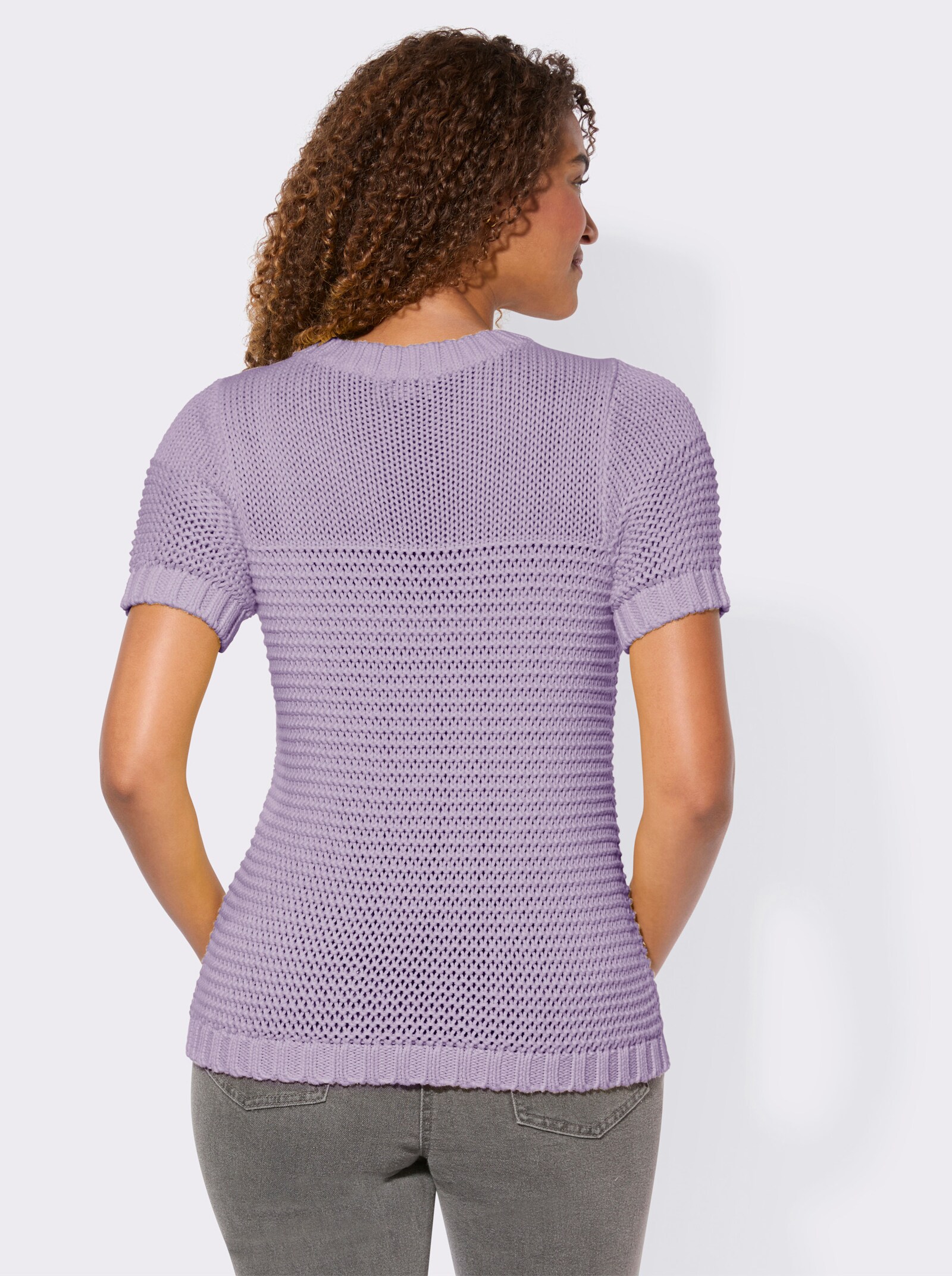 Kurzarmpullover mit Fantasiemuster - flieder
