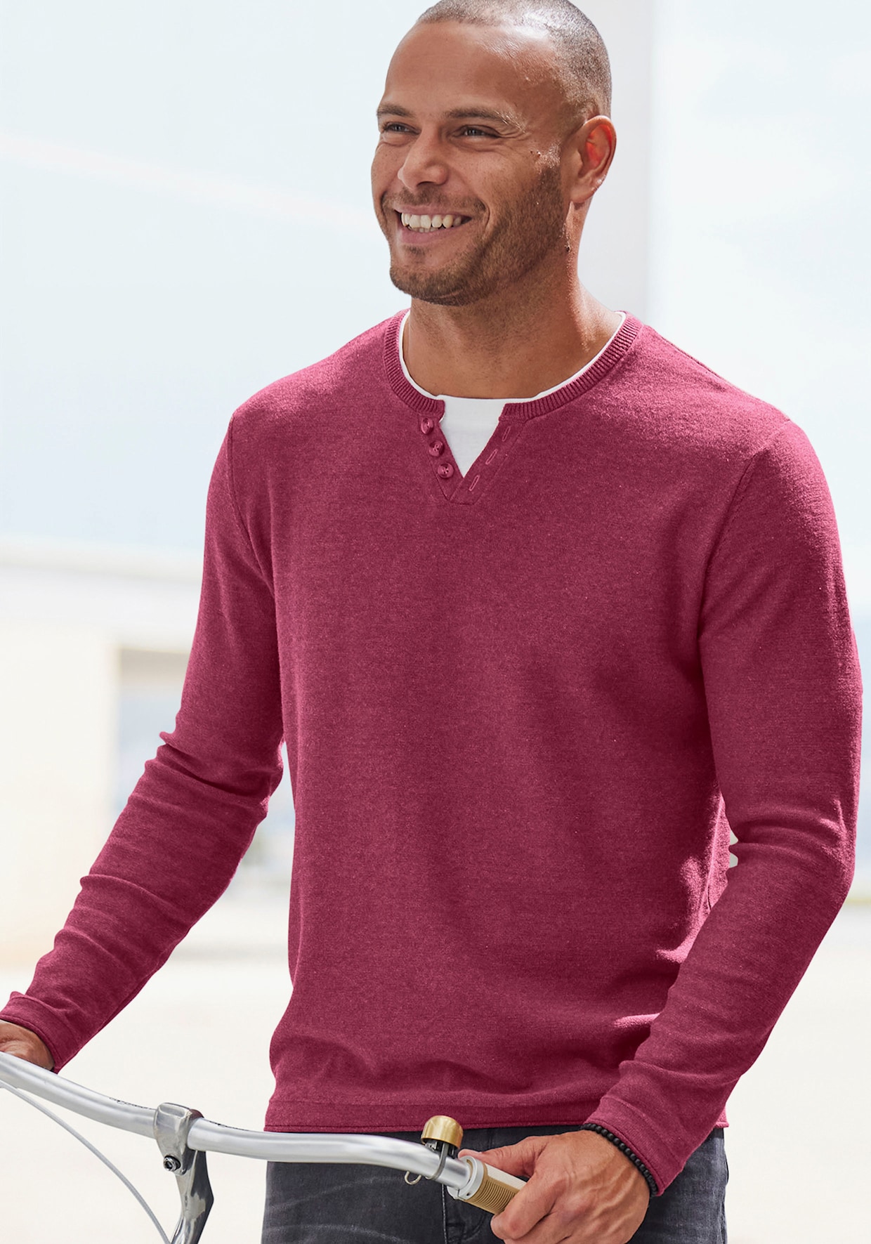 H.I.S Gebreide pullover - rood gemêleerd