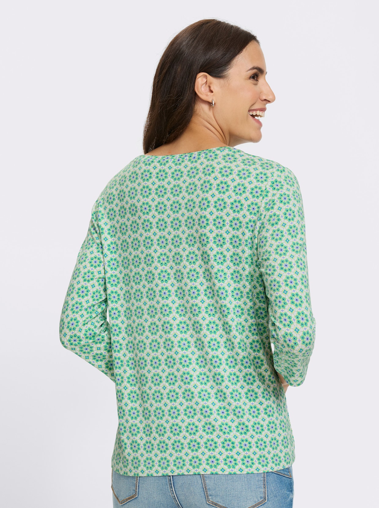 3/4-Arm-Shirt - weiß-pistazie-bedruckt
