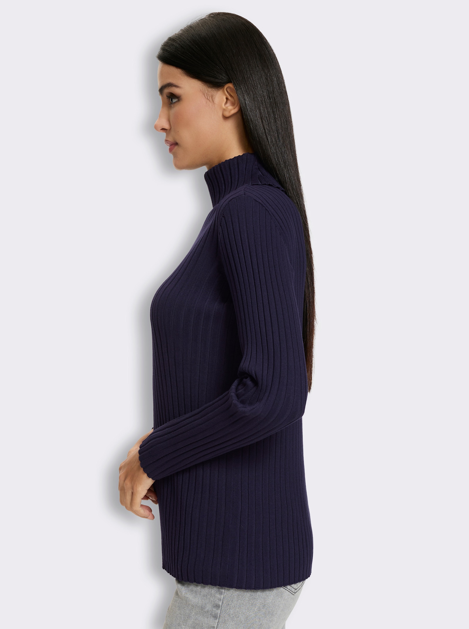 heine Feinstrickpullover mit Rollkragen - marine