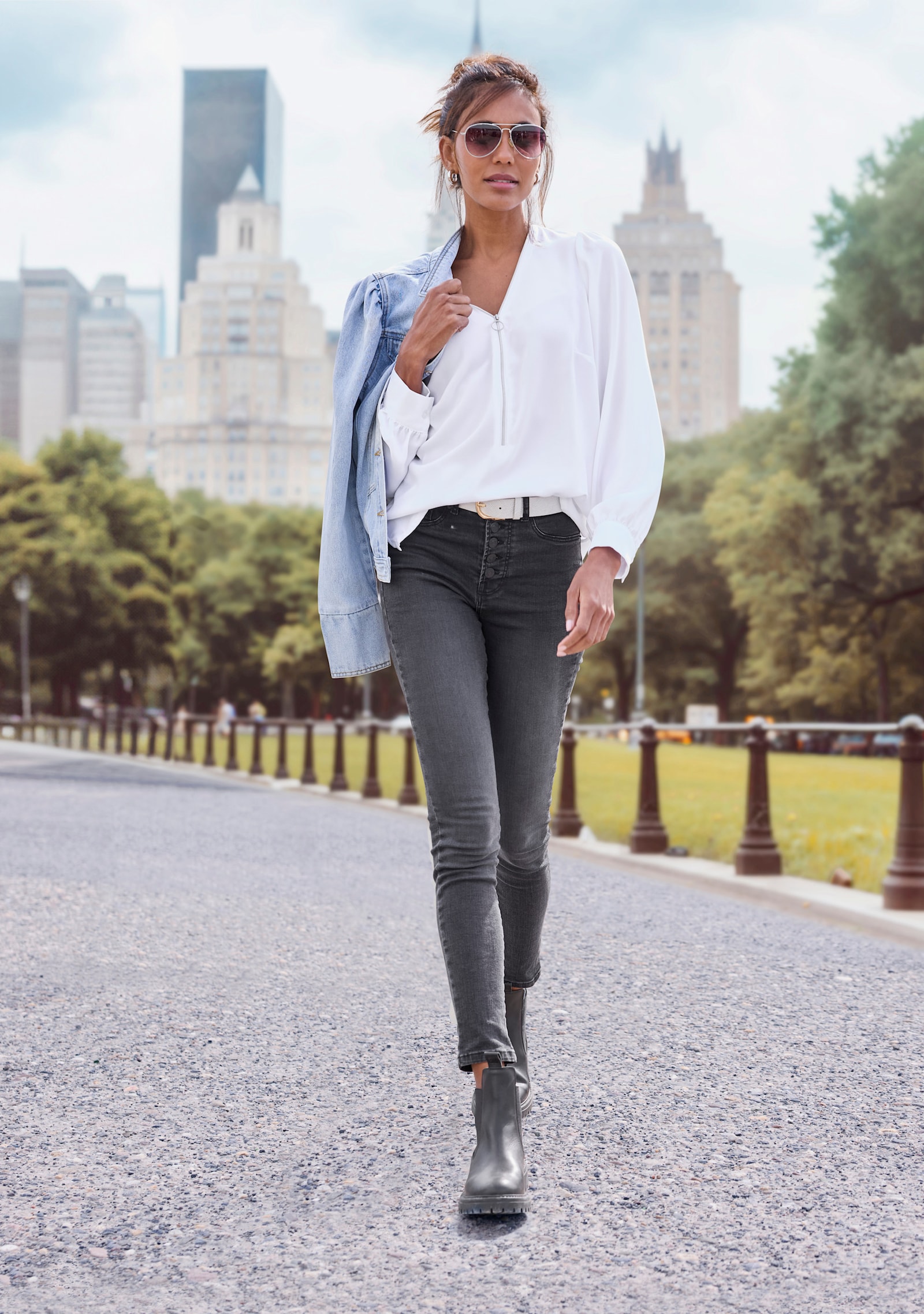 LASCANA Blouse met lange mouwen - wit