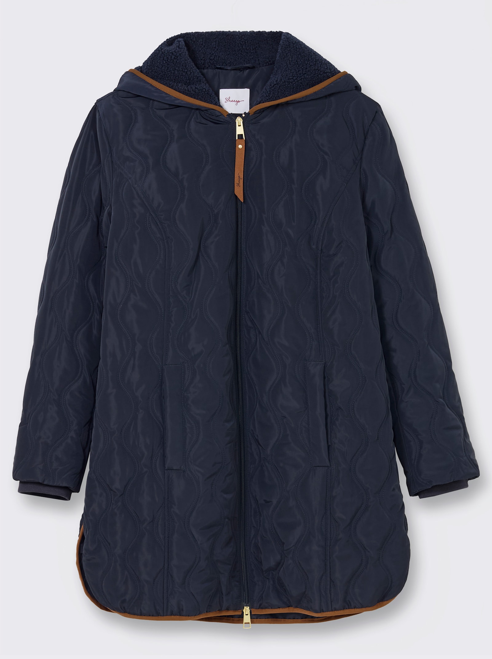 sheego Steppjacke in Wellenstruktur - tiefblau