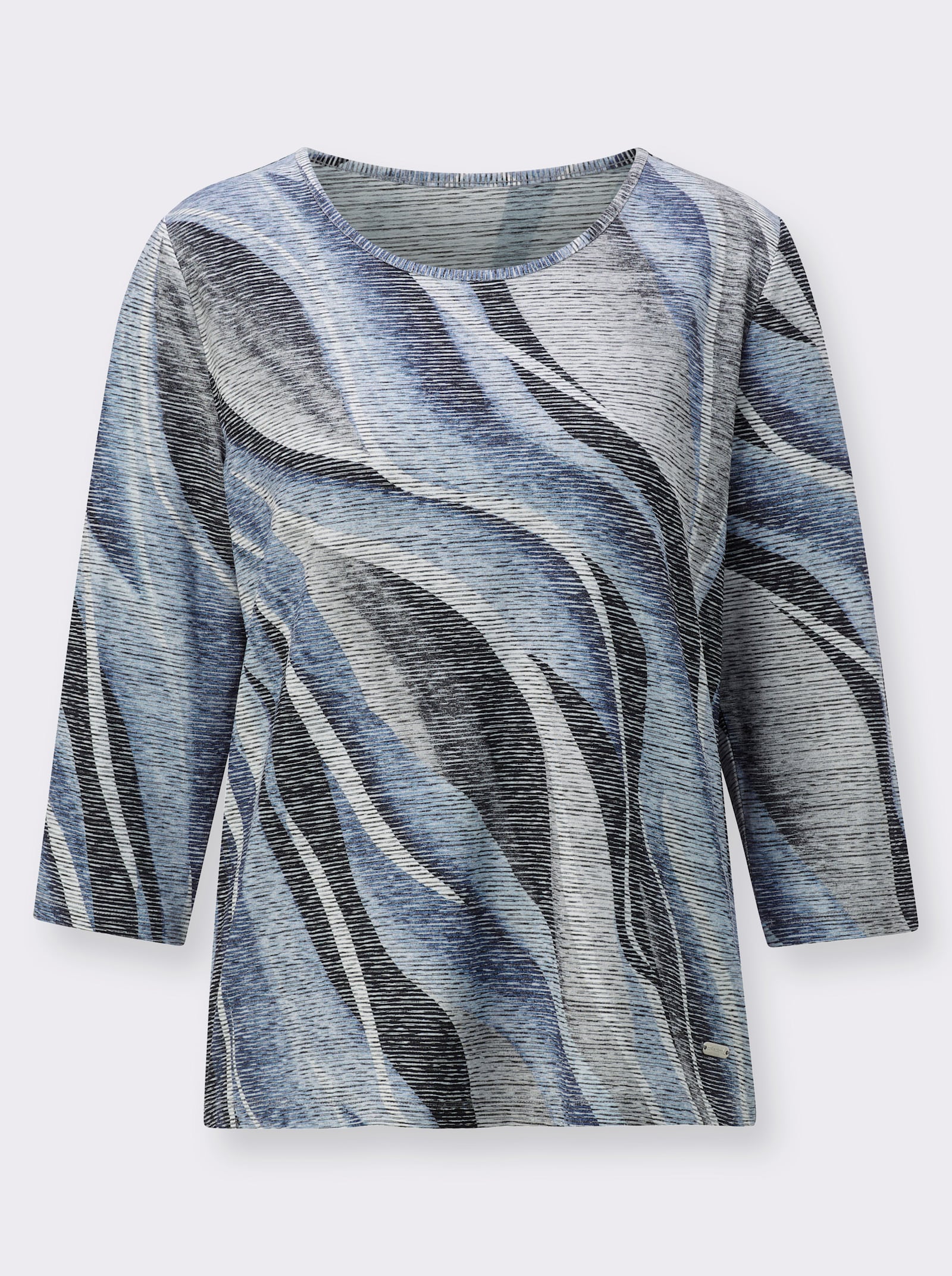 Rundhalsshirt im kombifreundlichen Druckmuster - taubenblau-hellgrau-bedruckt