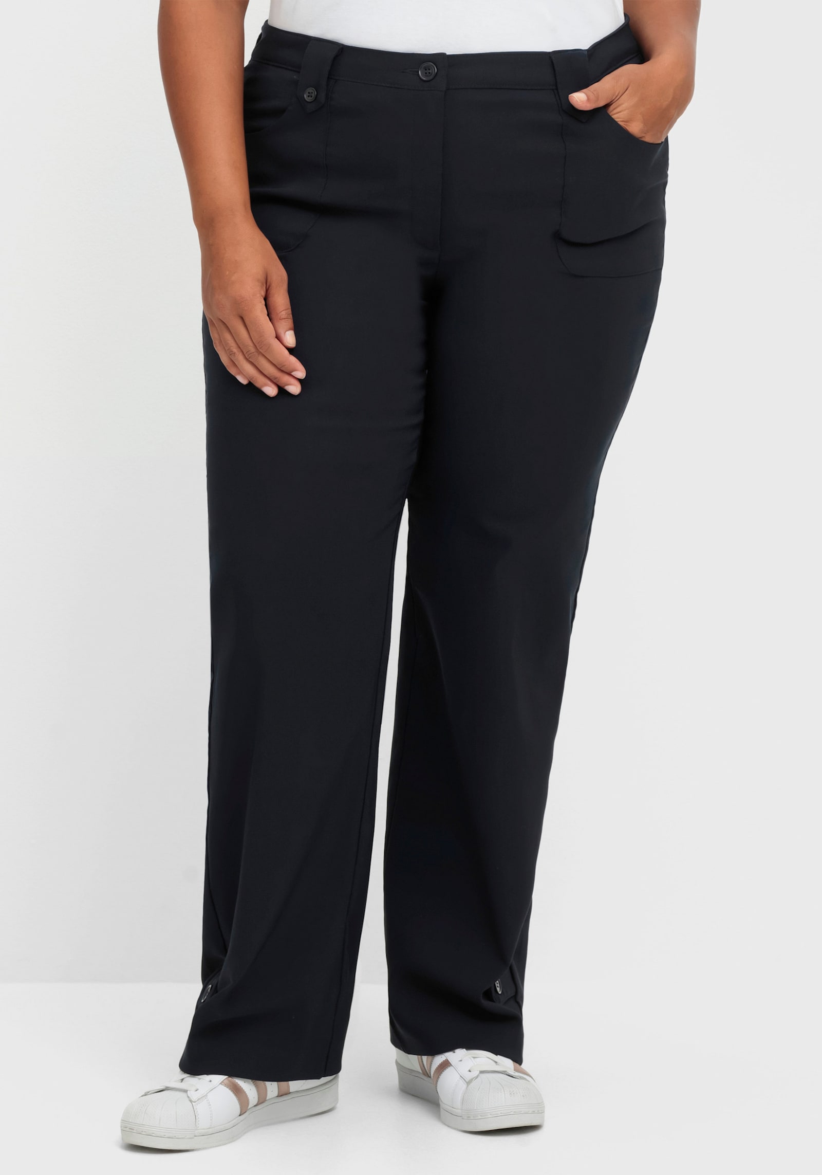 Hose in weiter Form, bügelfreie Koffer-Qualität - marine