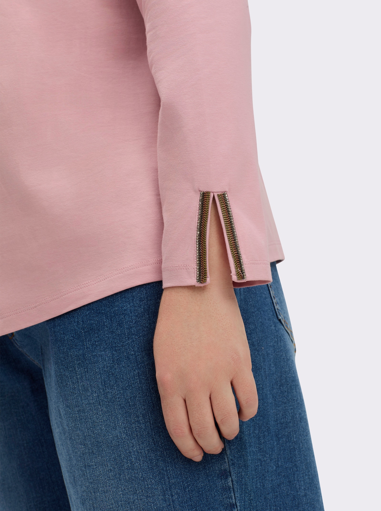 Langarmshirt mit U-Boot-Ausschnitt - hortensie