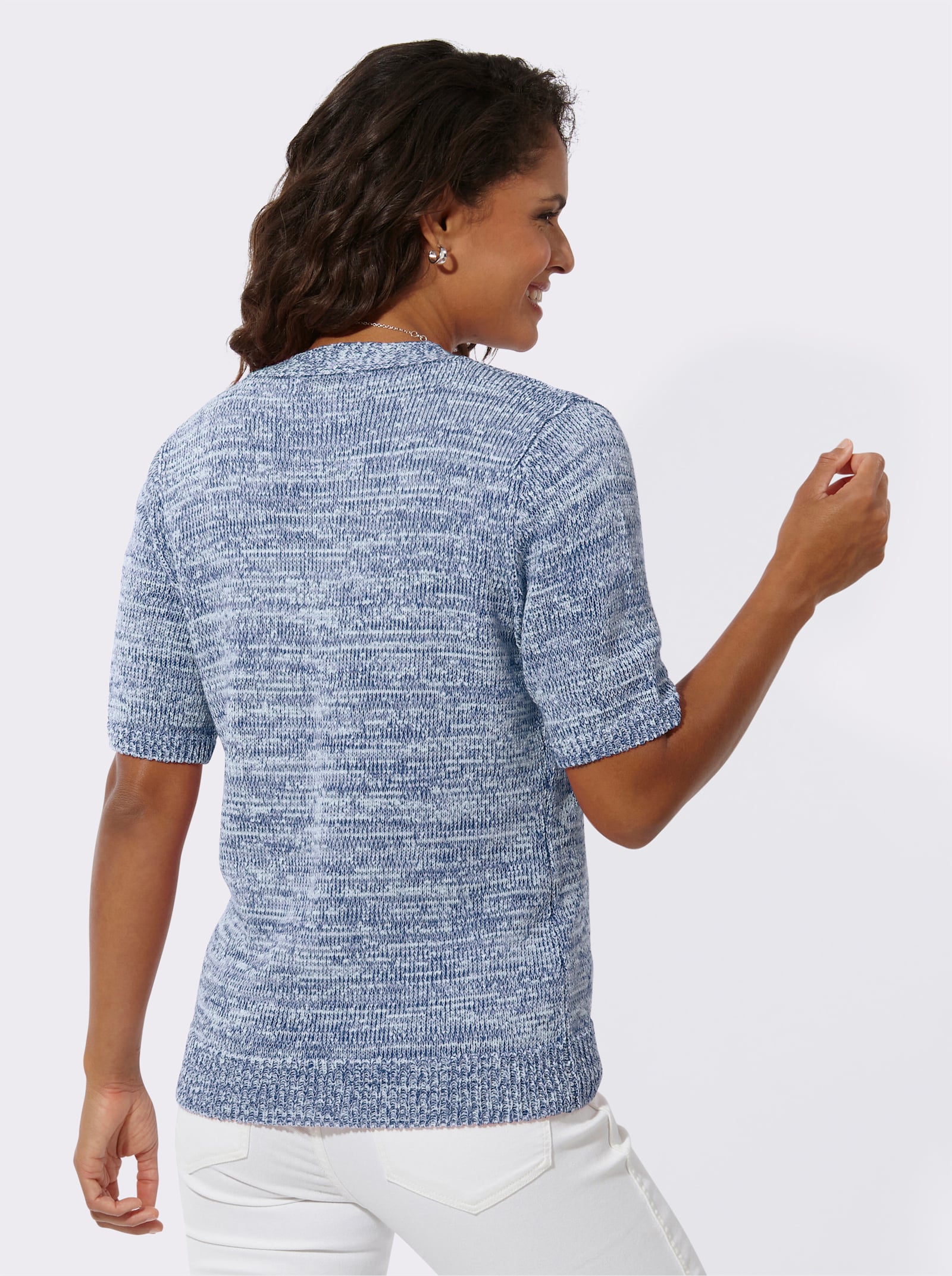 Strickjacke in Melange-Optik - hellblau-meliert