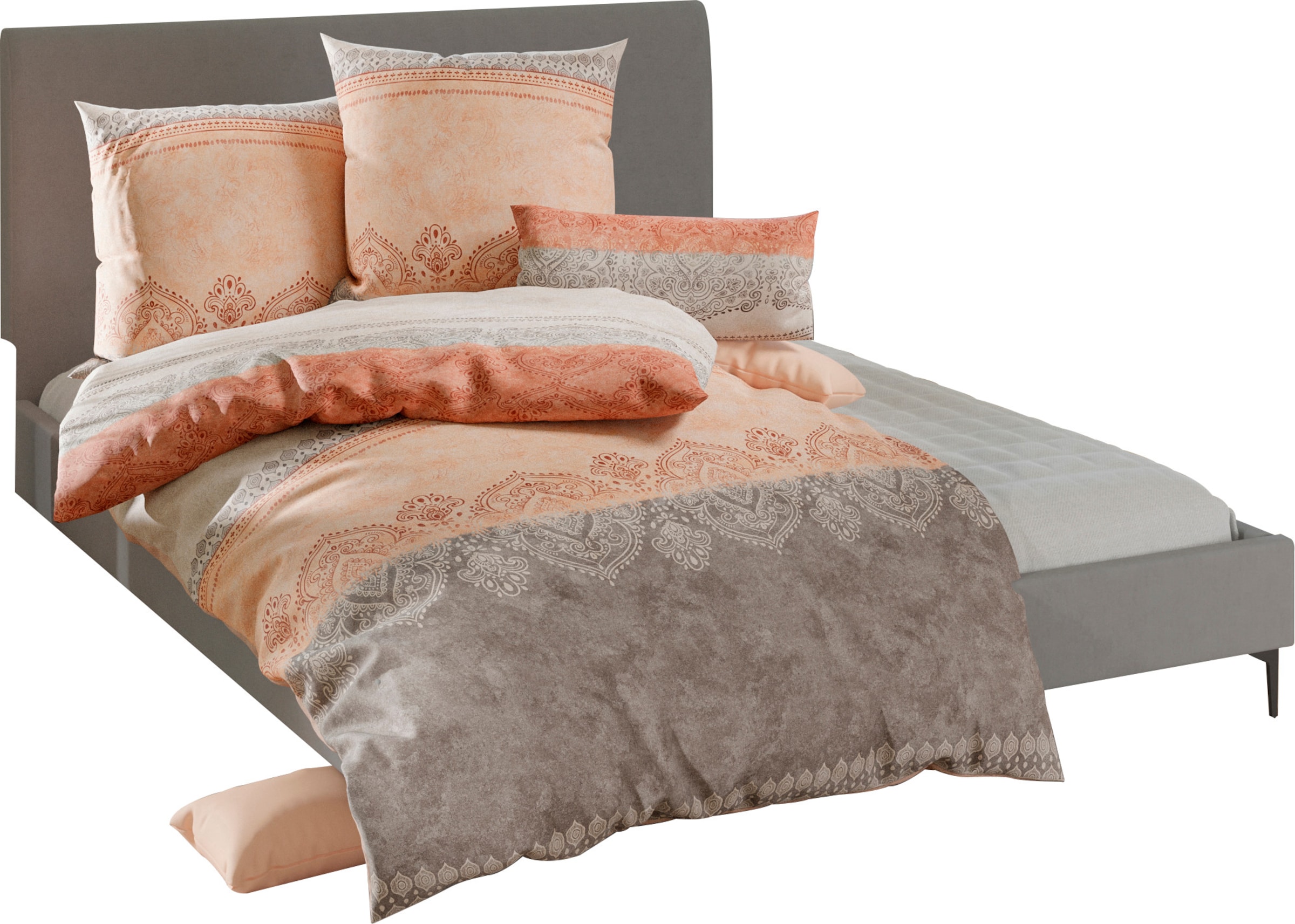 Wäschepur Unisex Bettwäsche Elfenbein-Apricot-Bedruckt, Größe 80X80/135X200 Cm - Bild 3