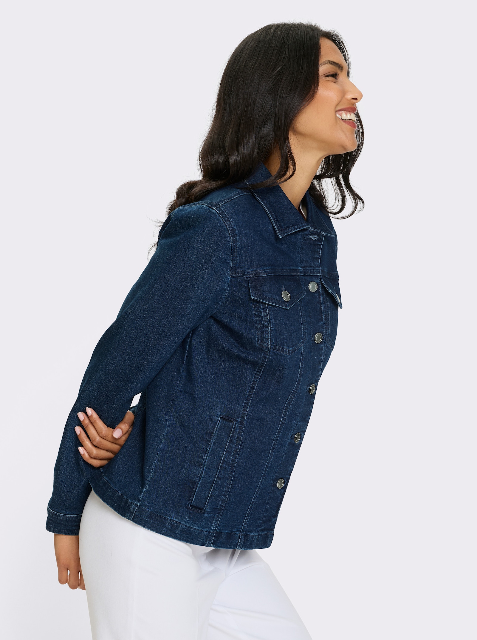 Jeansjacke mit aufgesetzten Brusttaschen - blue-stone-washed