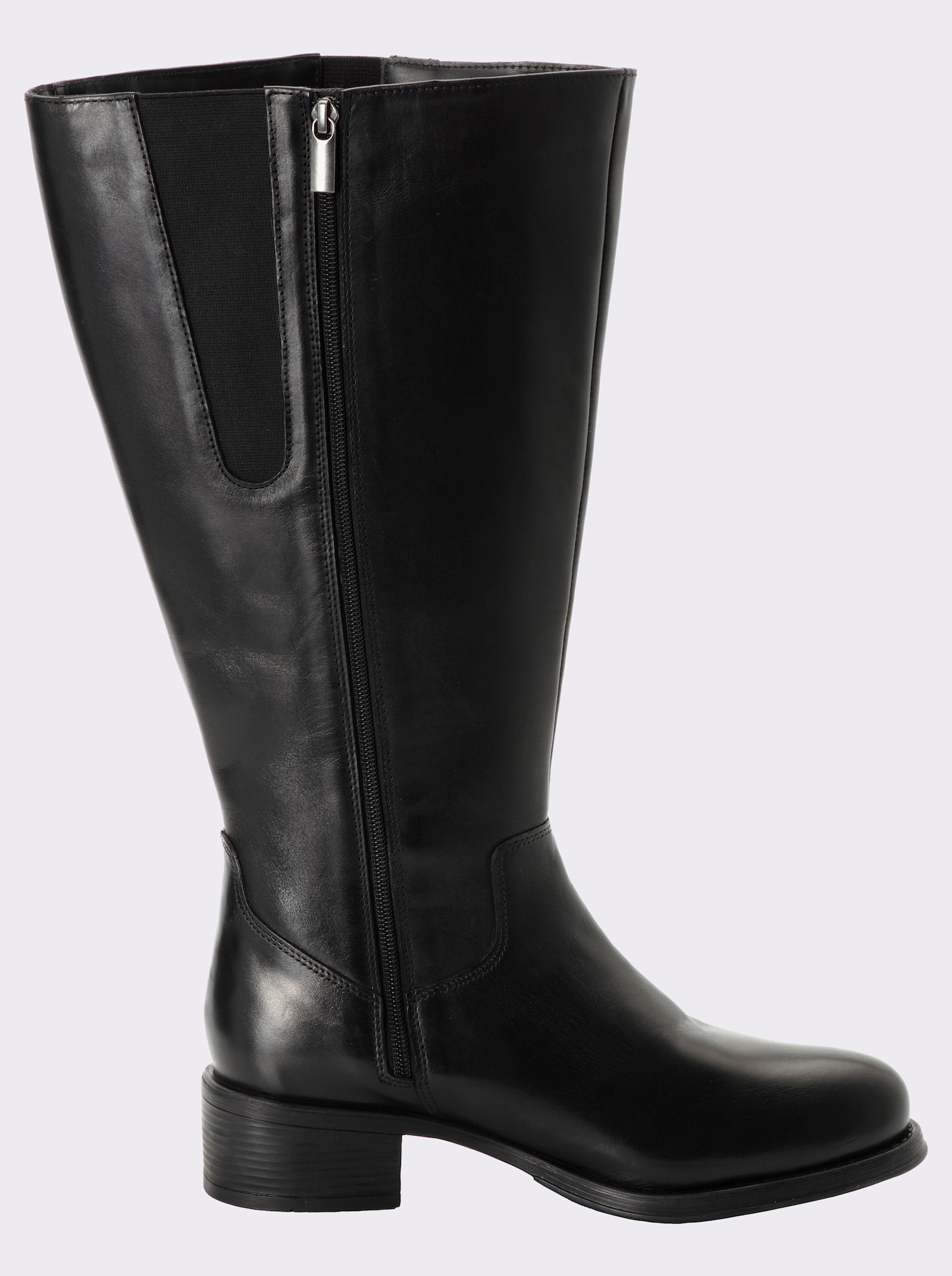 sheego Weitschaftstiefel mit Stretcheinsatz - schwarz