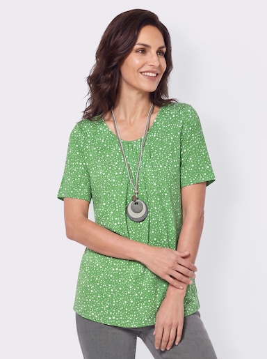 Tunikashirt mit Punkte-Dessin - apfel-weiß-bedruckt