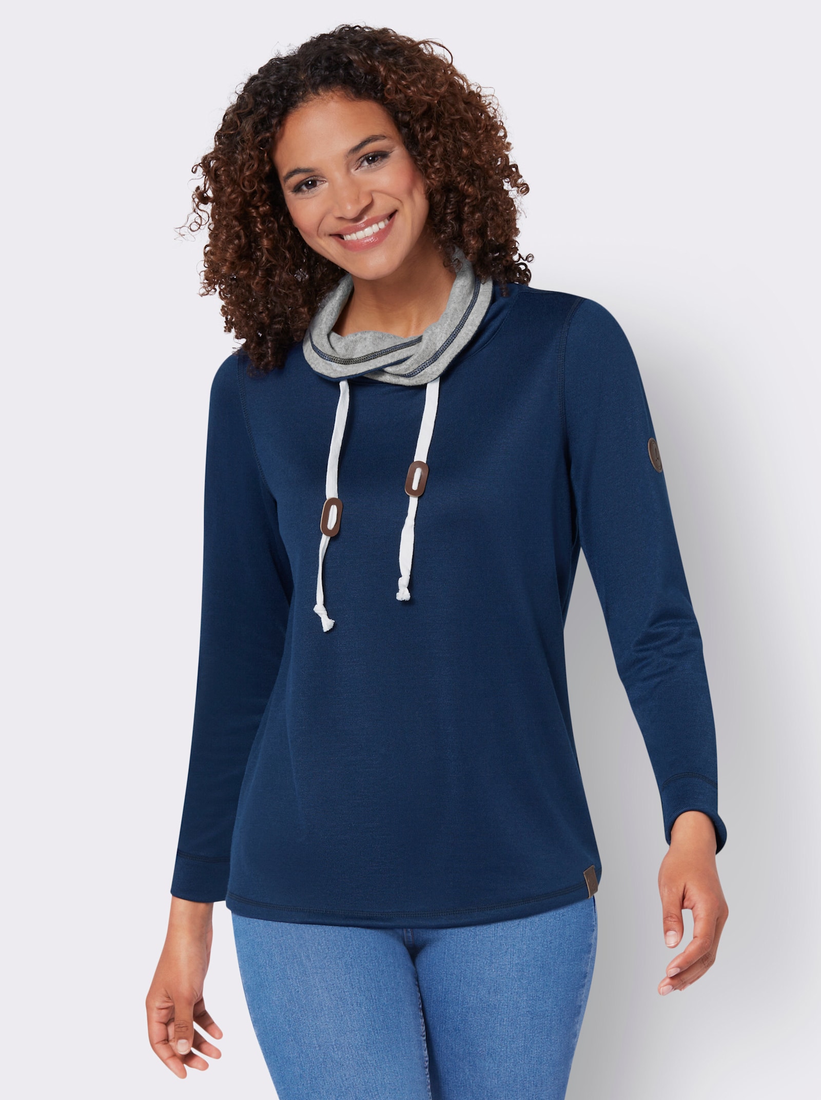 Sweatshirt in Melange-Optik - dunkelblau