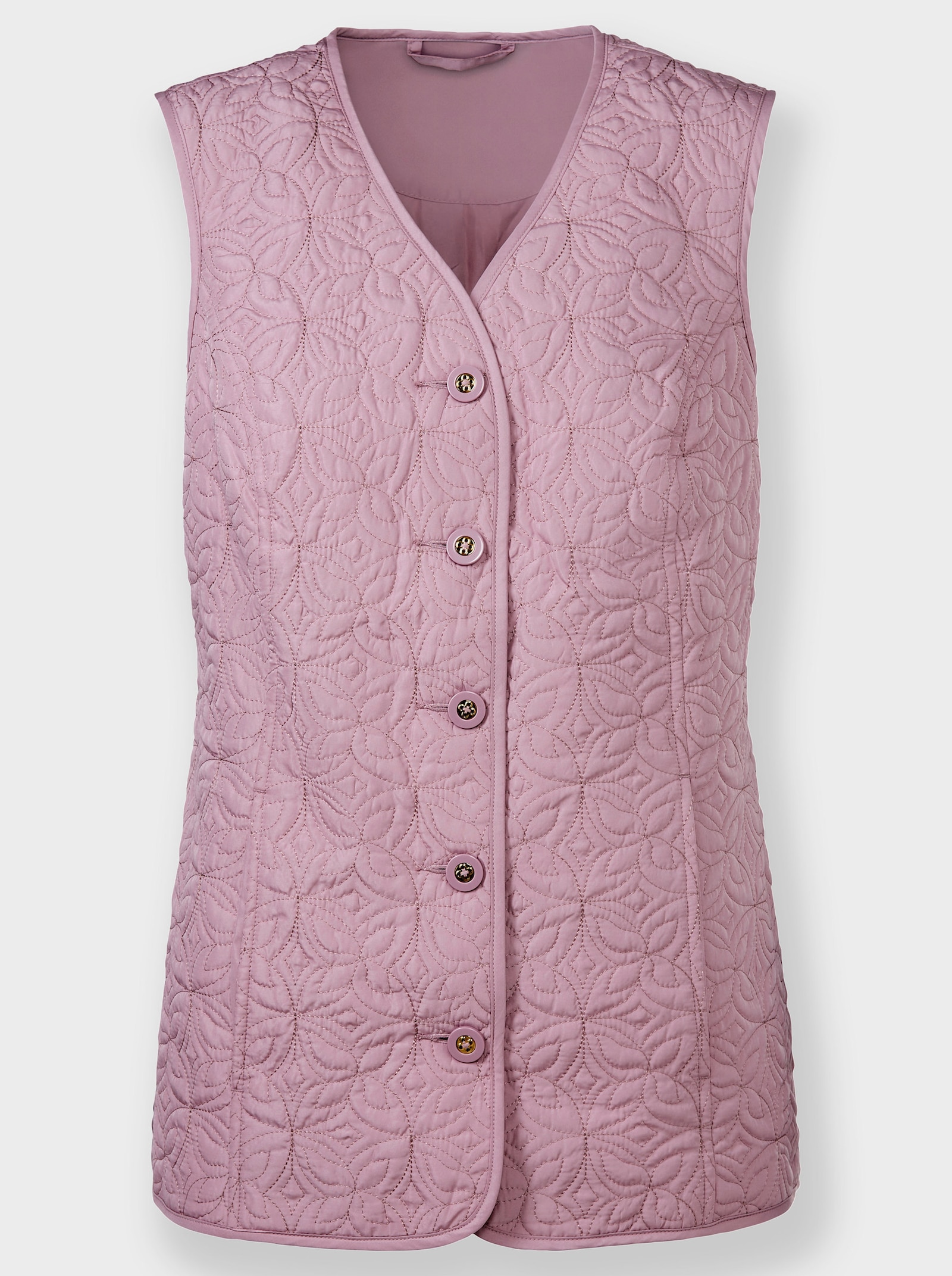 Steppweste mit Schmuckknöpfen - mauve