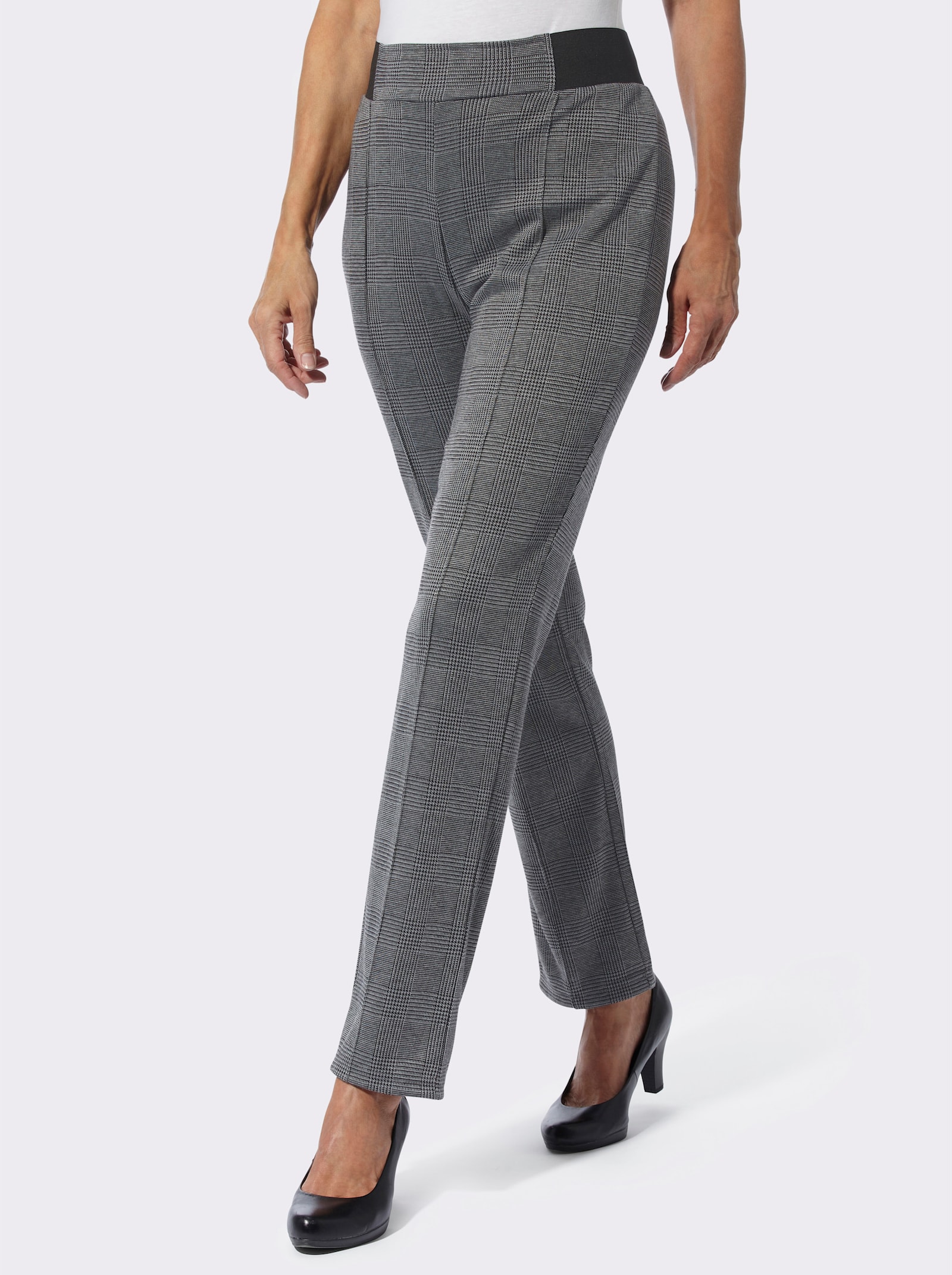 Jerseyhose in unterschiedlichen Dessins - schwarz-steingrau Glencheck