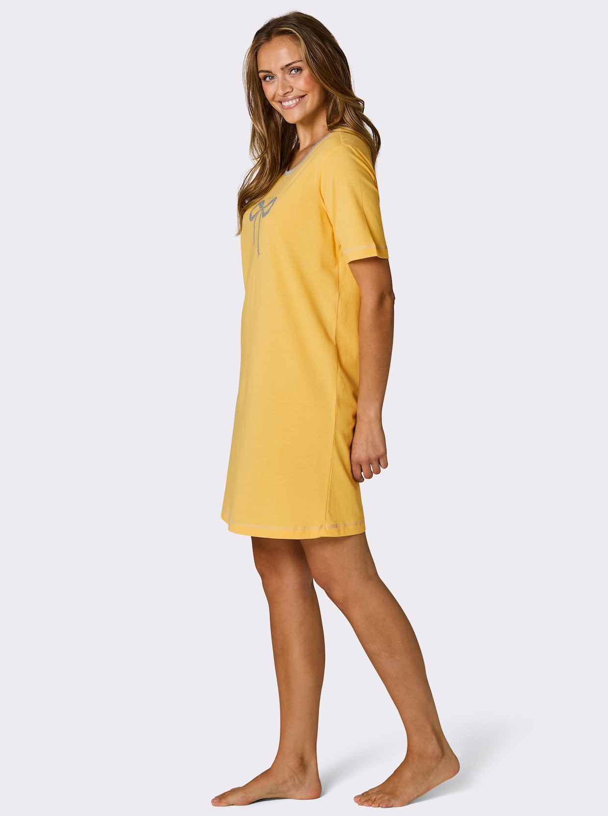 wäschepur Sleepshirts - grau-meliert + gelb