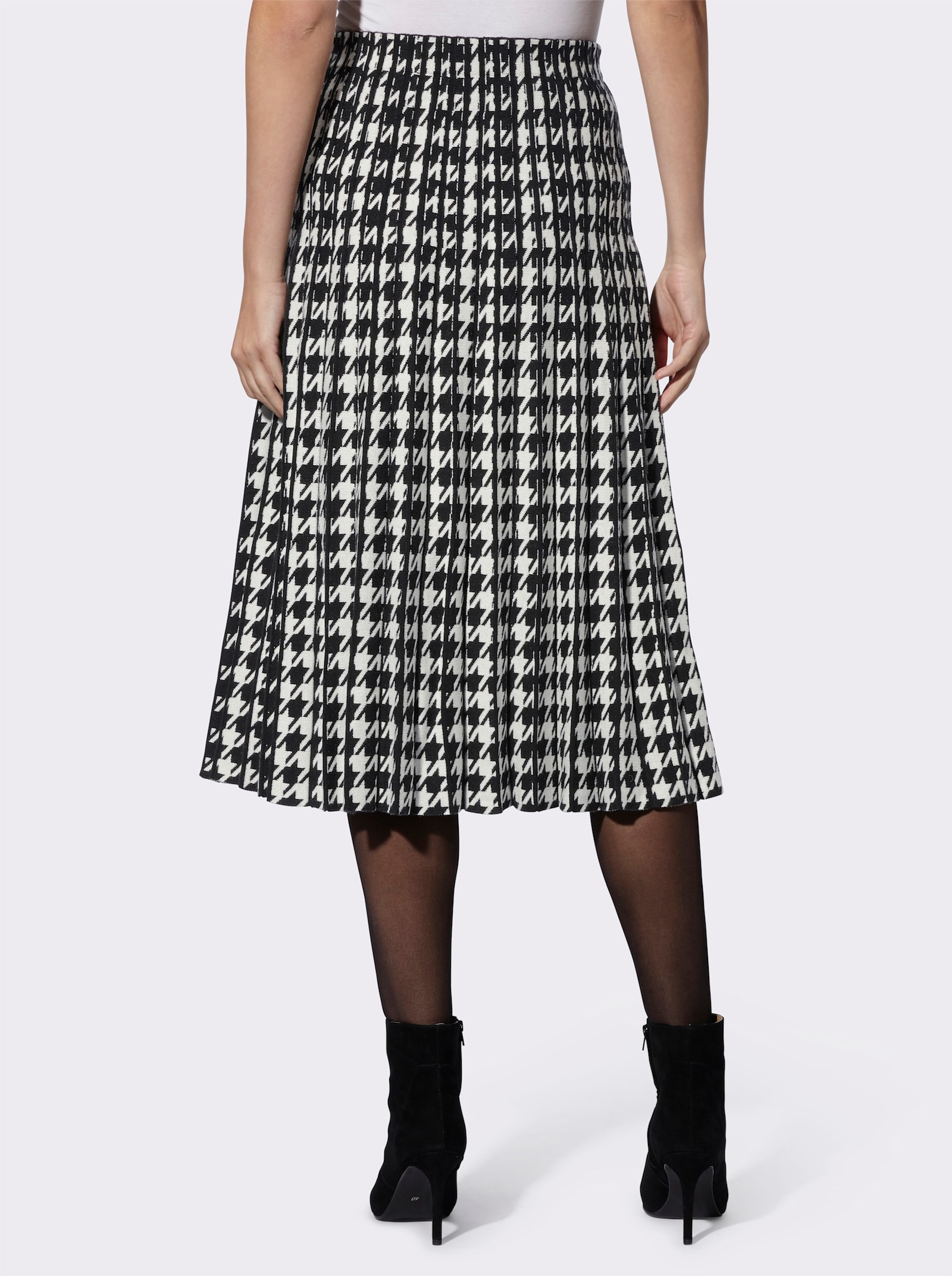 heine Strickrock mit Hahnentritt-Muster - schwarz-ecru-gemustert