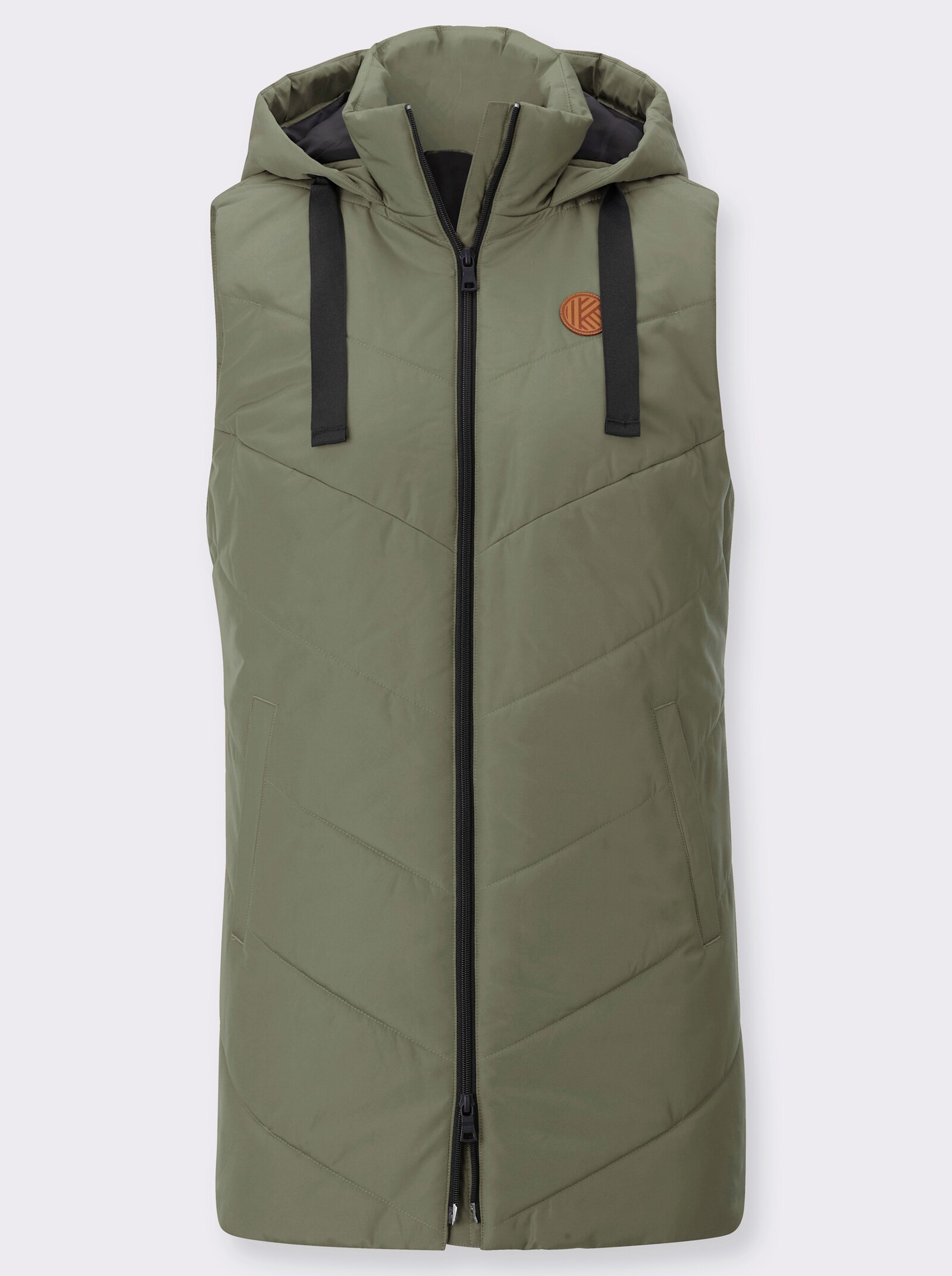 Longweste mit Steppmuster - khaki