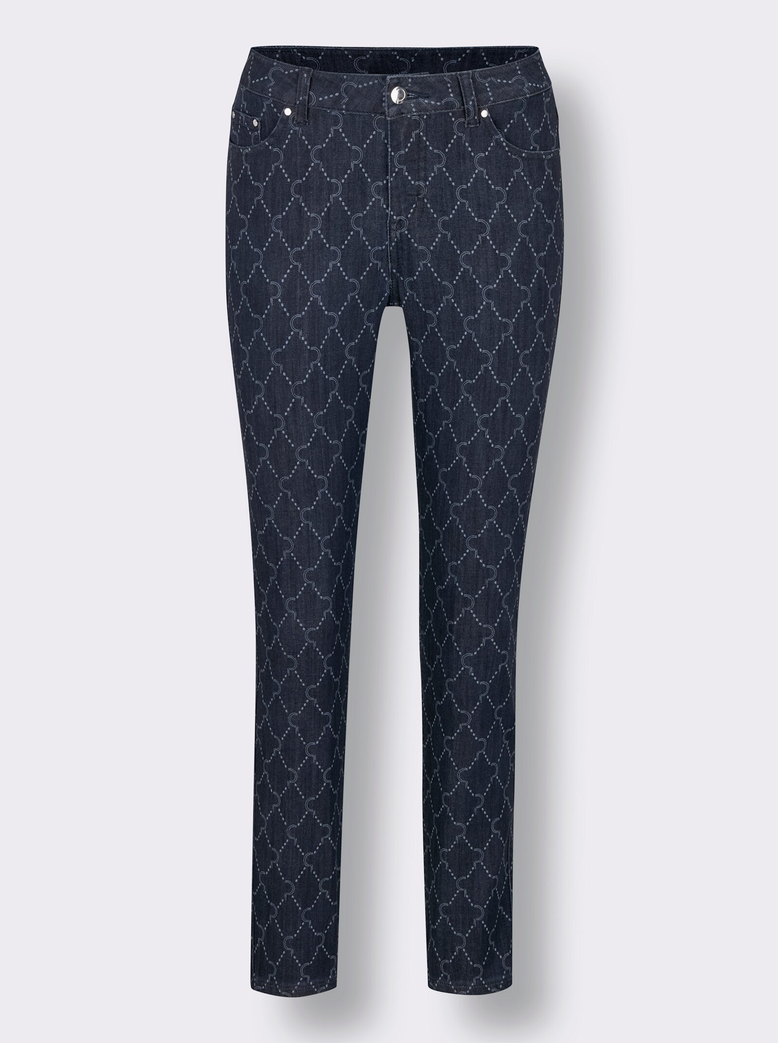 CREATION L PREMIUM 5-Pocket-Jeans mit Print-Dessin - dark blue