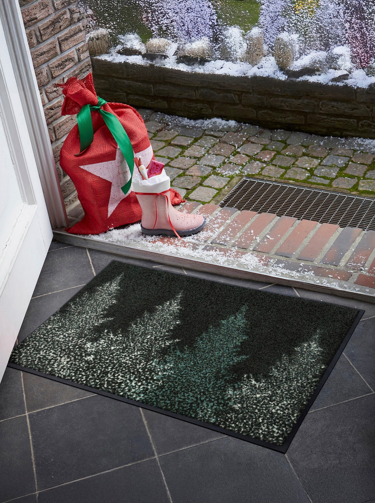 wash+dry by Kleen-Tex Fußmatte - grün-ecru