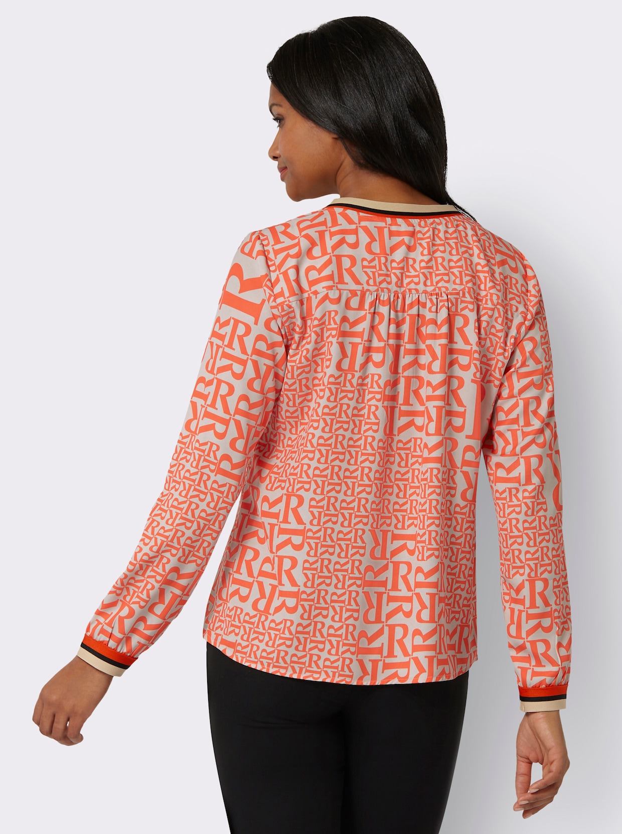 Blouse met lange mouwen - oranje/zand bedrukt