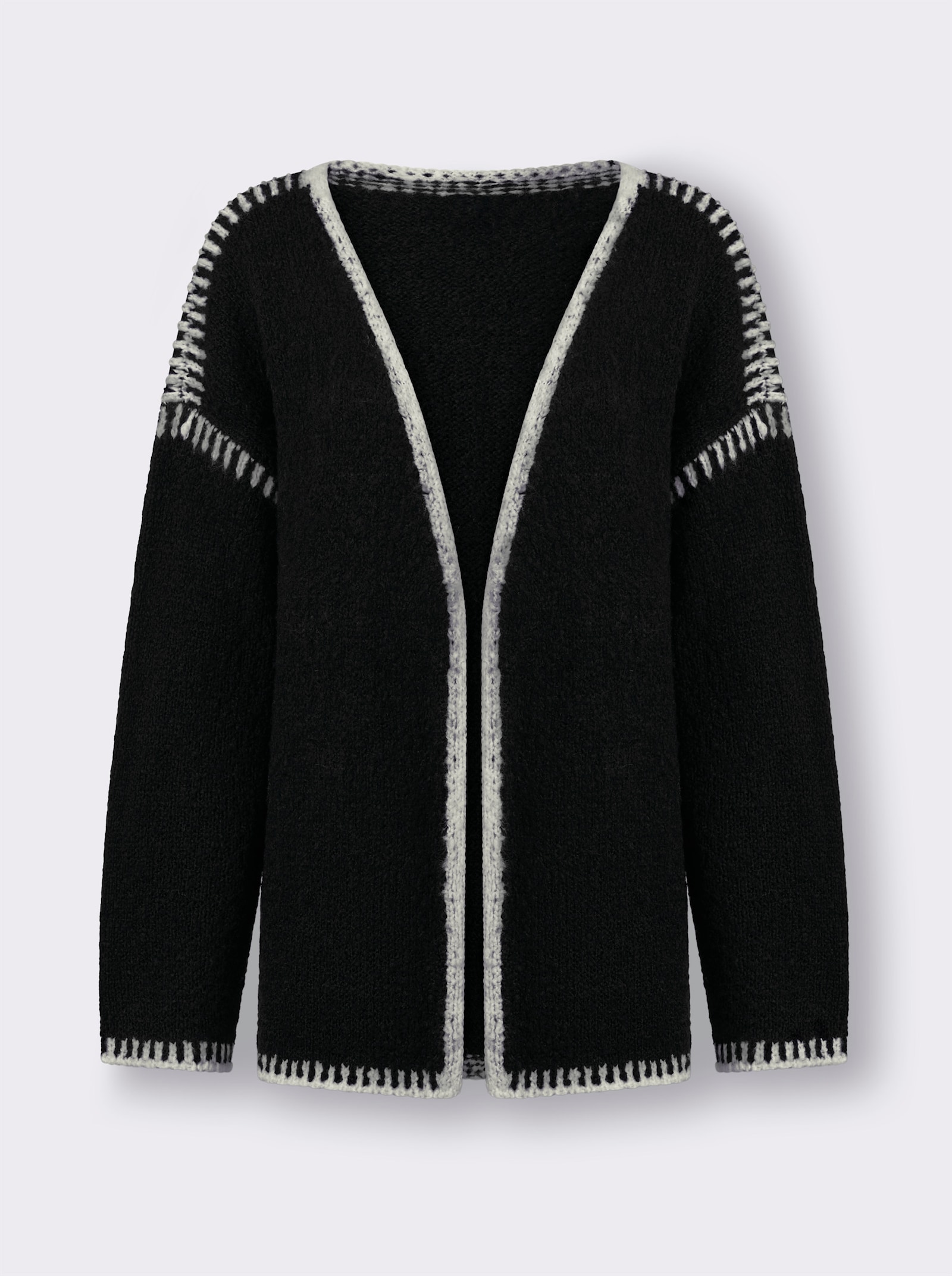 heine Strickjacke mit Kontrast-Details - schwarz