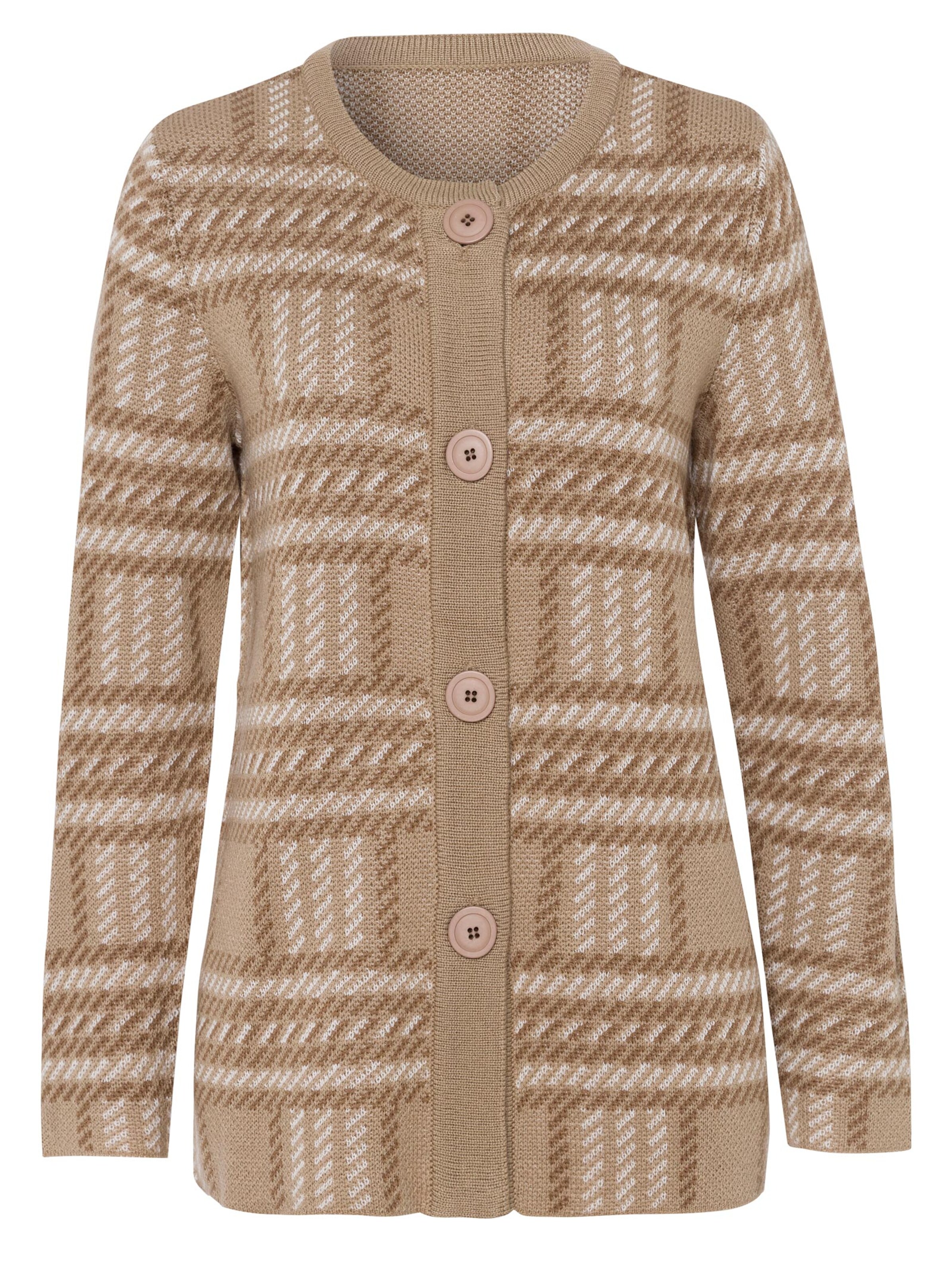 Strickjacke - camel-kariert