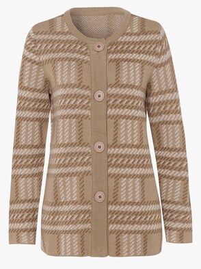 Strickjacke - camel-kariert