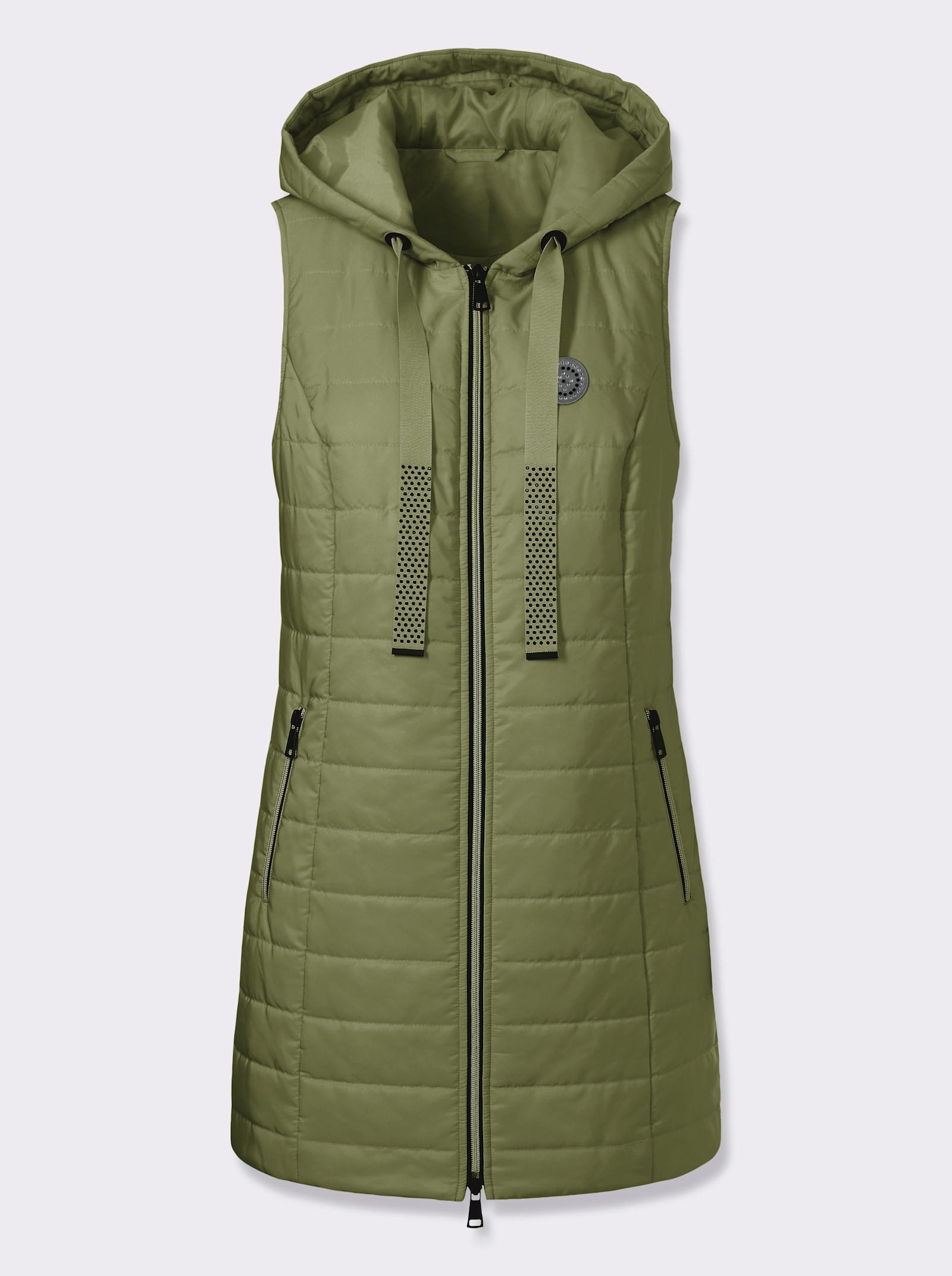 Longweste , auf Taillenhöhe weitenregulierbar - oliv