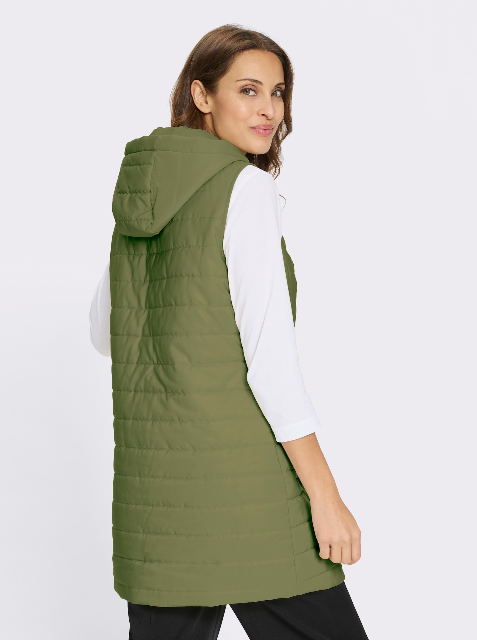 Longweste , auf Taillenhöhe weitenregulierbar - oliv