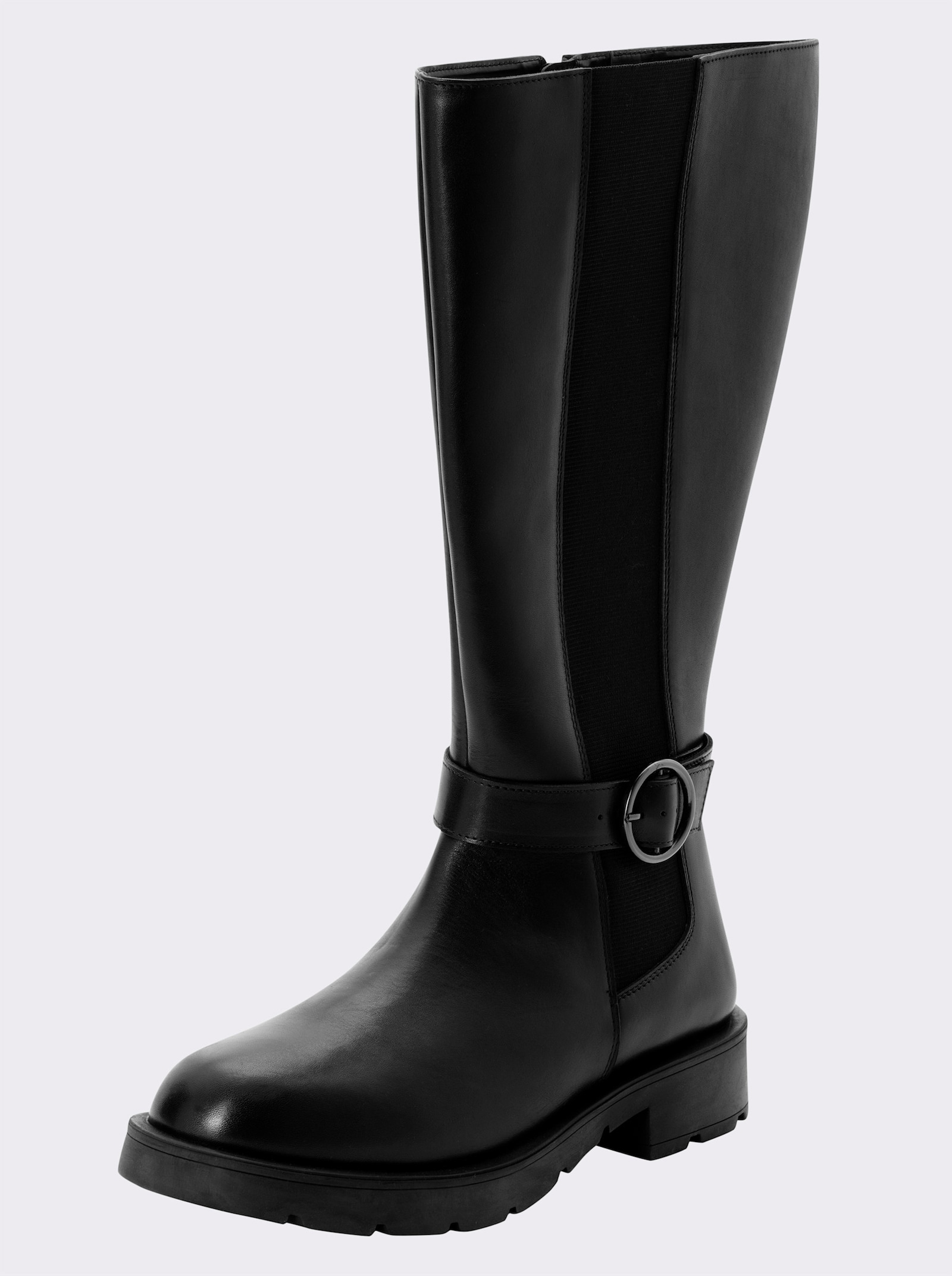 sheego Weitschaftstiefel mit verstellbarer Schnalle - schwarz