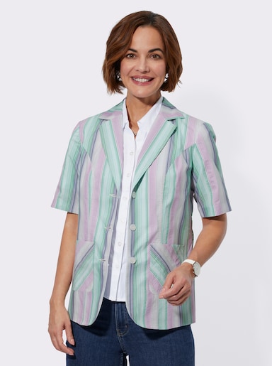 Blusenblazer in Seersucker-Qualität - orchidee-jeansblau-gestreift