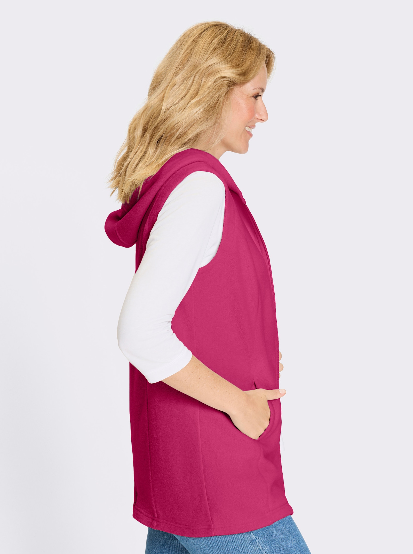 Fleeceweste mit 2-Wege-Reißverschluss - fuchsia