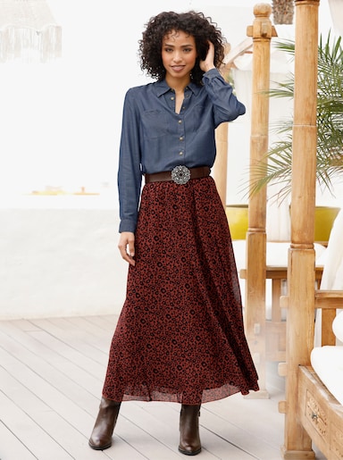 heine Blouse met lange mouwen in denimlook - donkerblauw