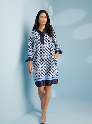 heine Druckkleid mit Hemdkragen - marine-ecru-bedruckt