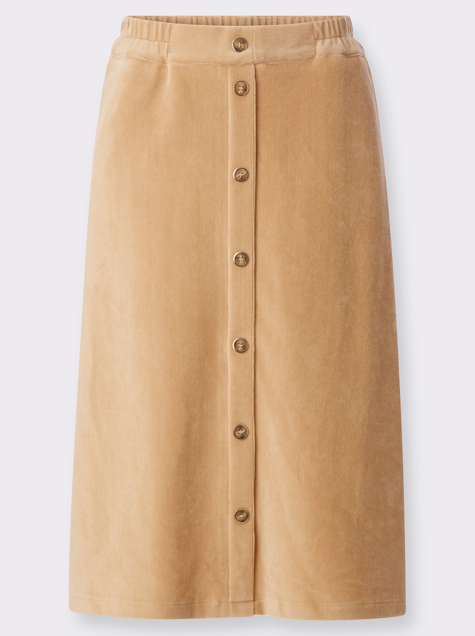 Cordrock mit imitierter Knopfleiste - camel