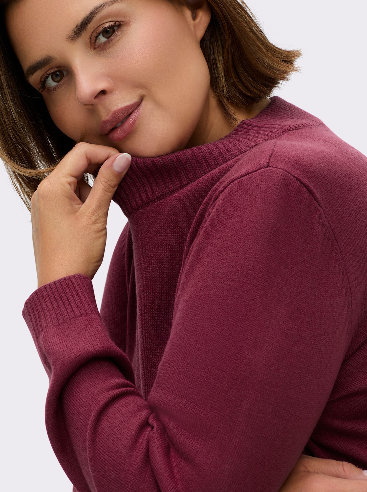 Pullover mit abgerundetem Saum - bordeaux