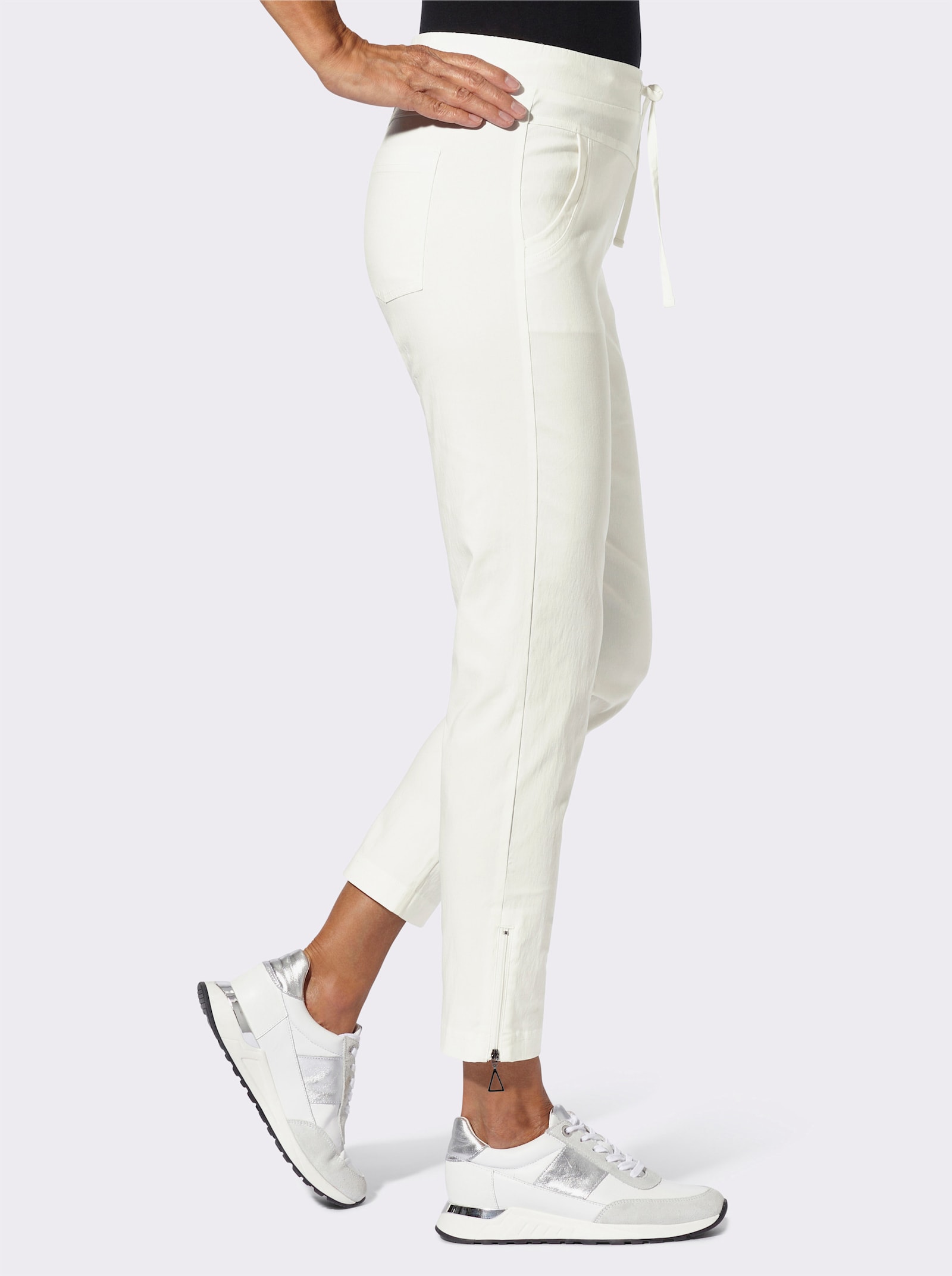 Bengalinhose mit Reißverschluss am Bein - ecru