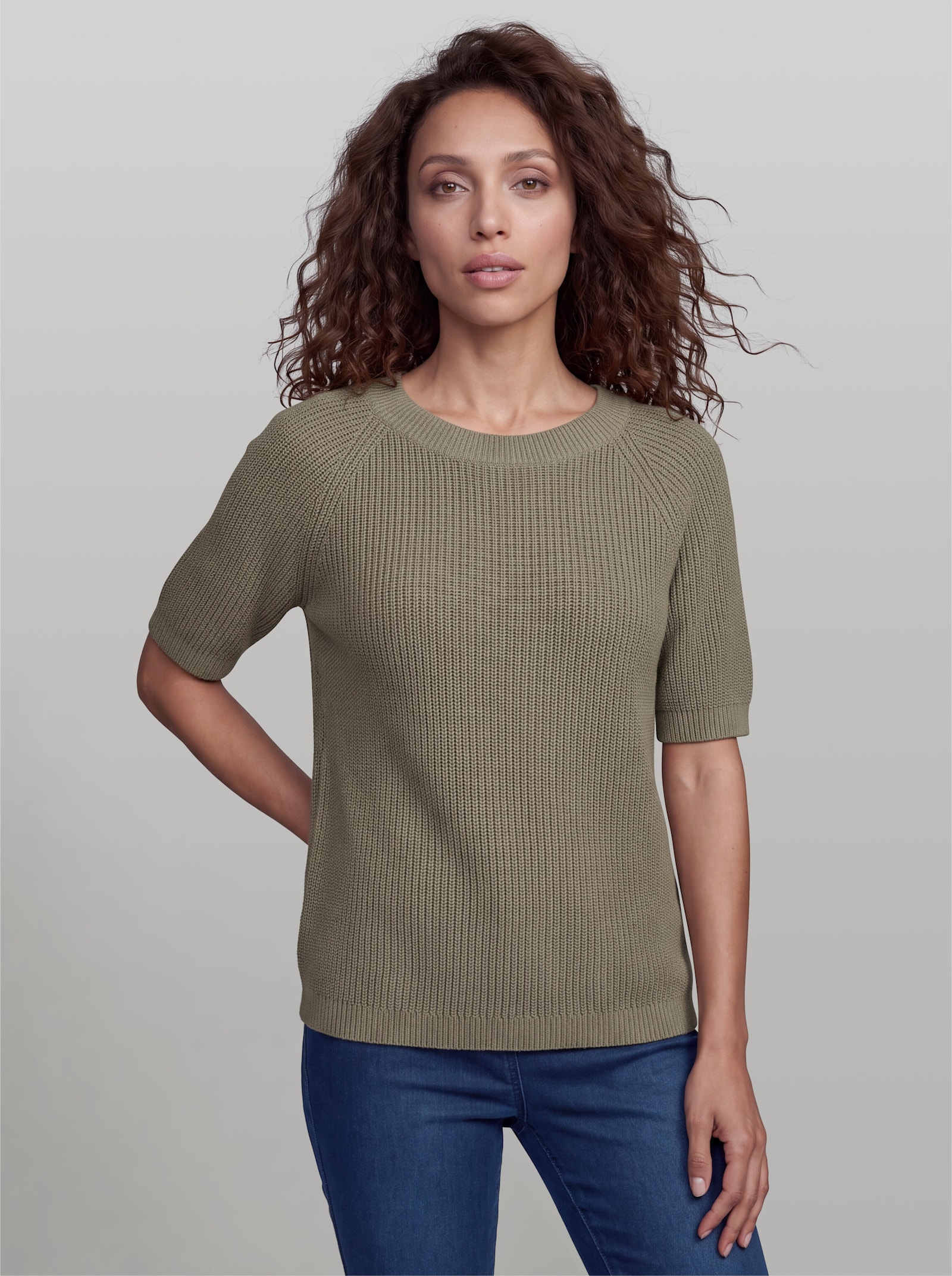 heine Baumwollpullover mit Bündchen - schlamm