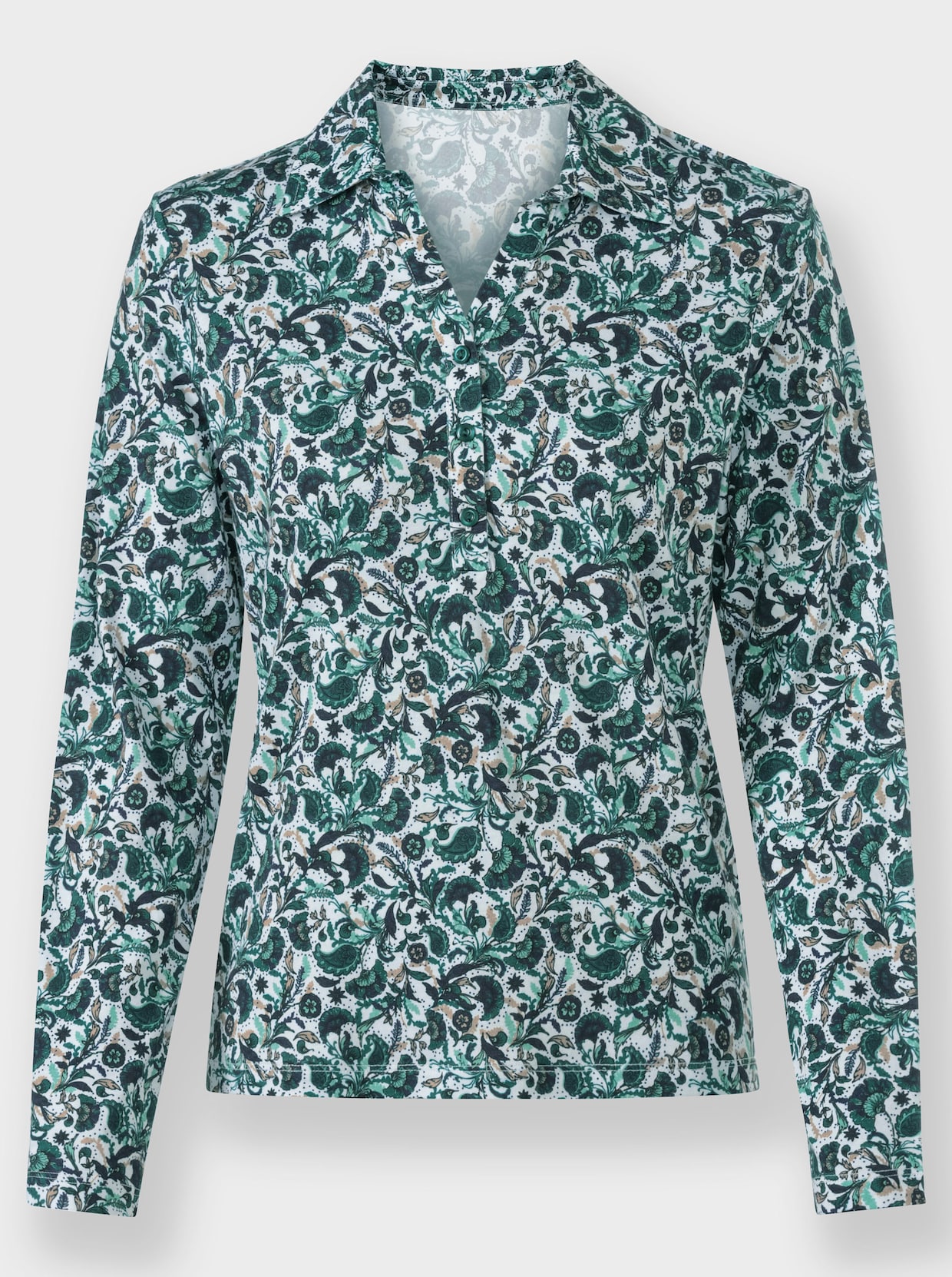 Print-Shirt - petrol-salbei-bedruckt