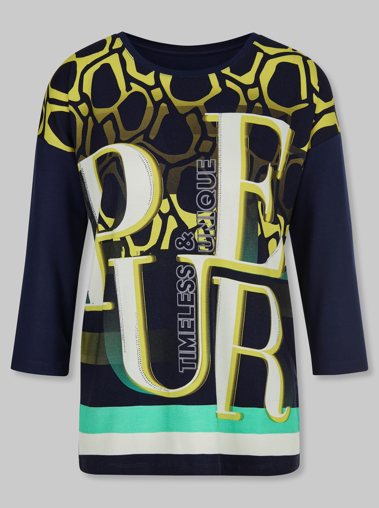 heine 3/4-Arm-Shirt mit Druck-Dessin - marine-blaugrün-bedruckt