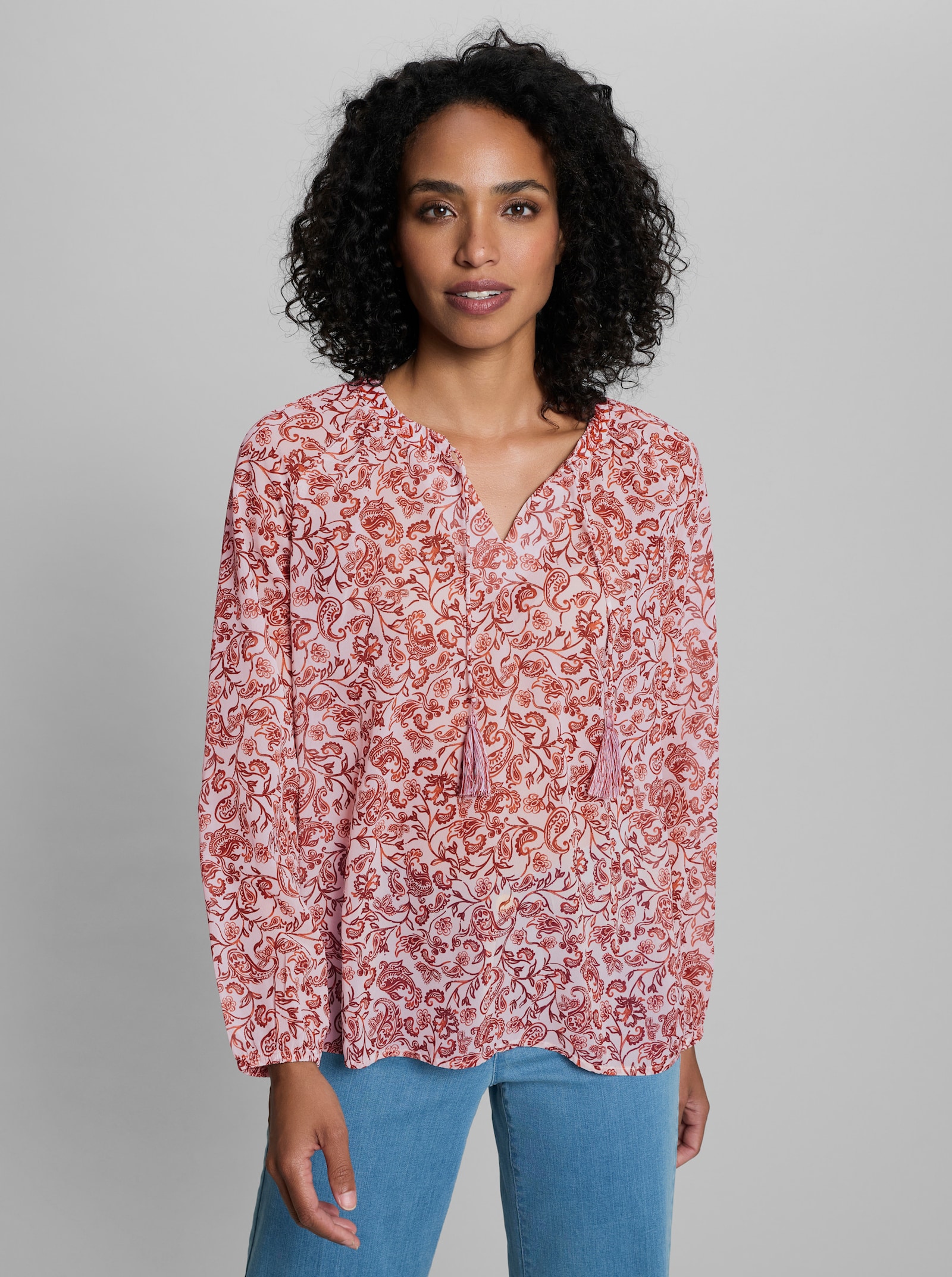 heine Georgettebluse mit Paisley-Muster - ecru-rotbraun-bedruckt