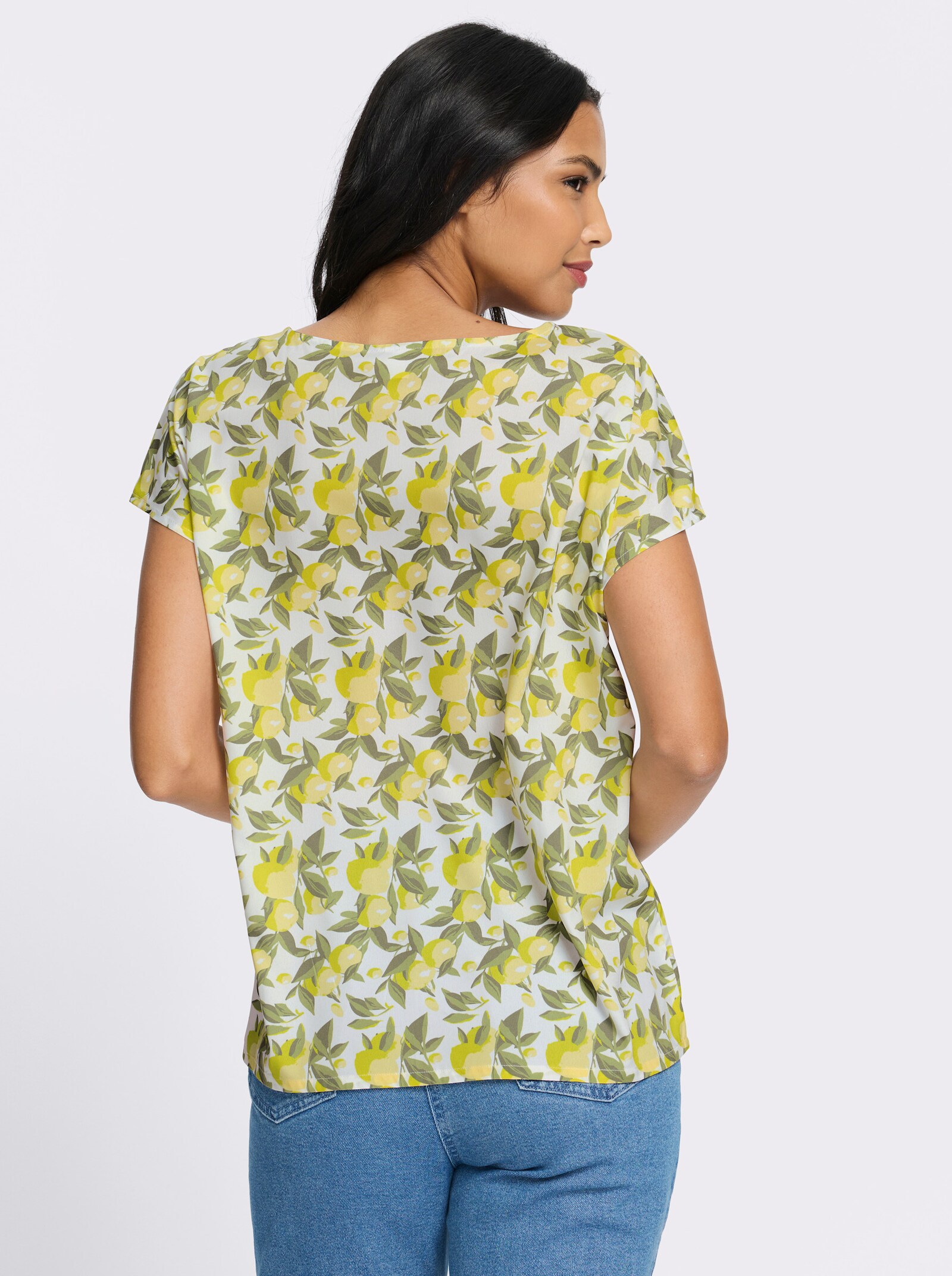 Tunika mit Zitronen-Blätter-Druck - zitrone-khaki-bedruckt