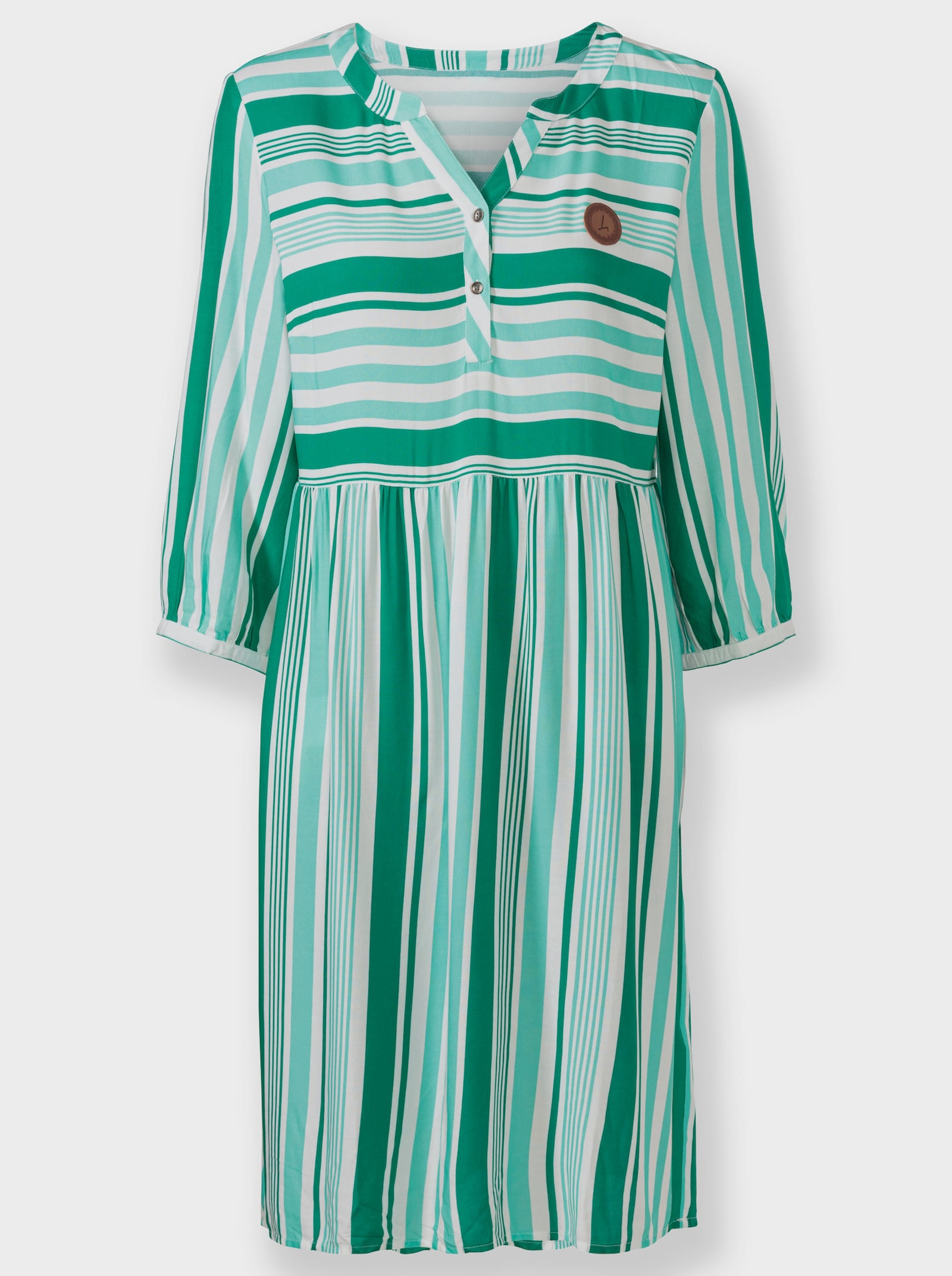 Druckkleid mit Teilungsnaht, gestreift - grün-blaugrün-gestreift
