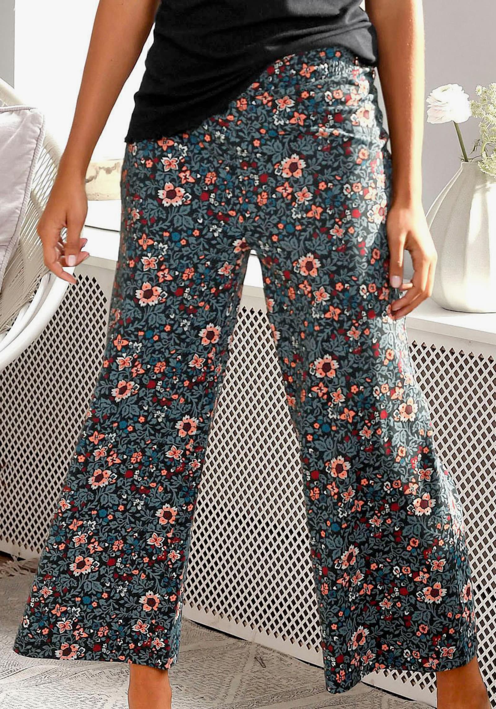 s.Oliver Pyjamahose - petrol-geblümt