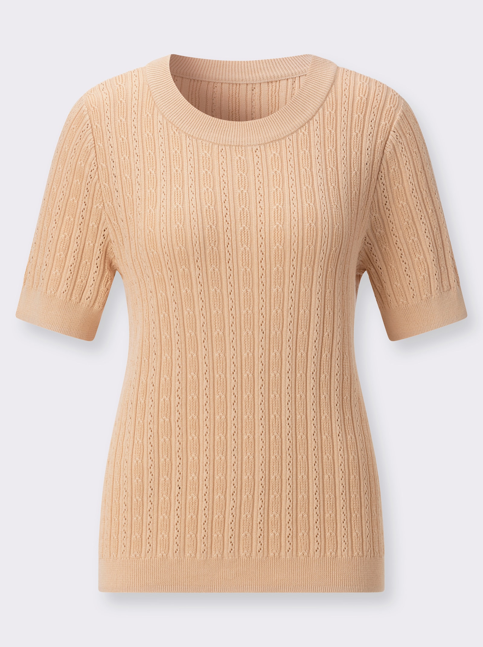 Ajourpullover mit kurzen Ärmeln - sand