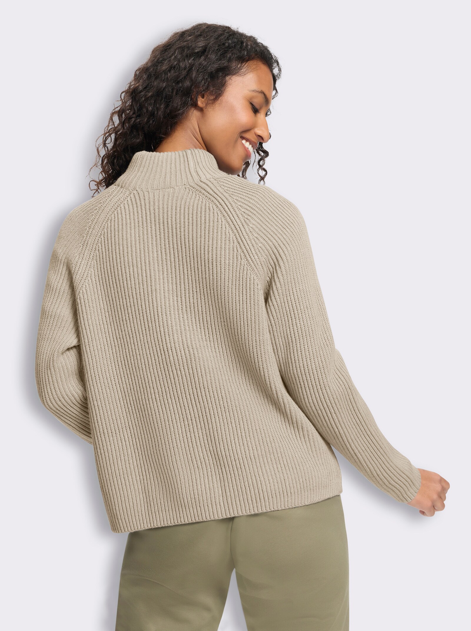 heine Cardigan mit 2-Wege-Zipper - sand