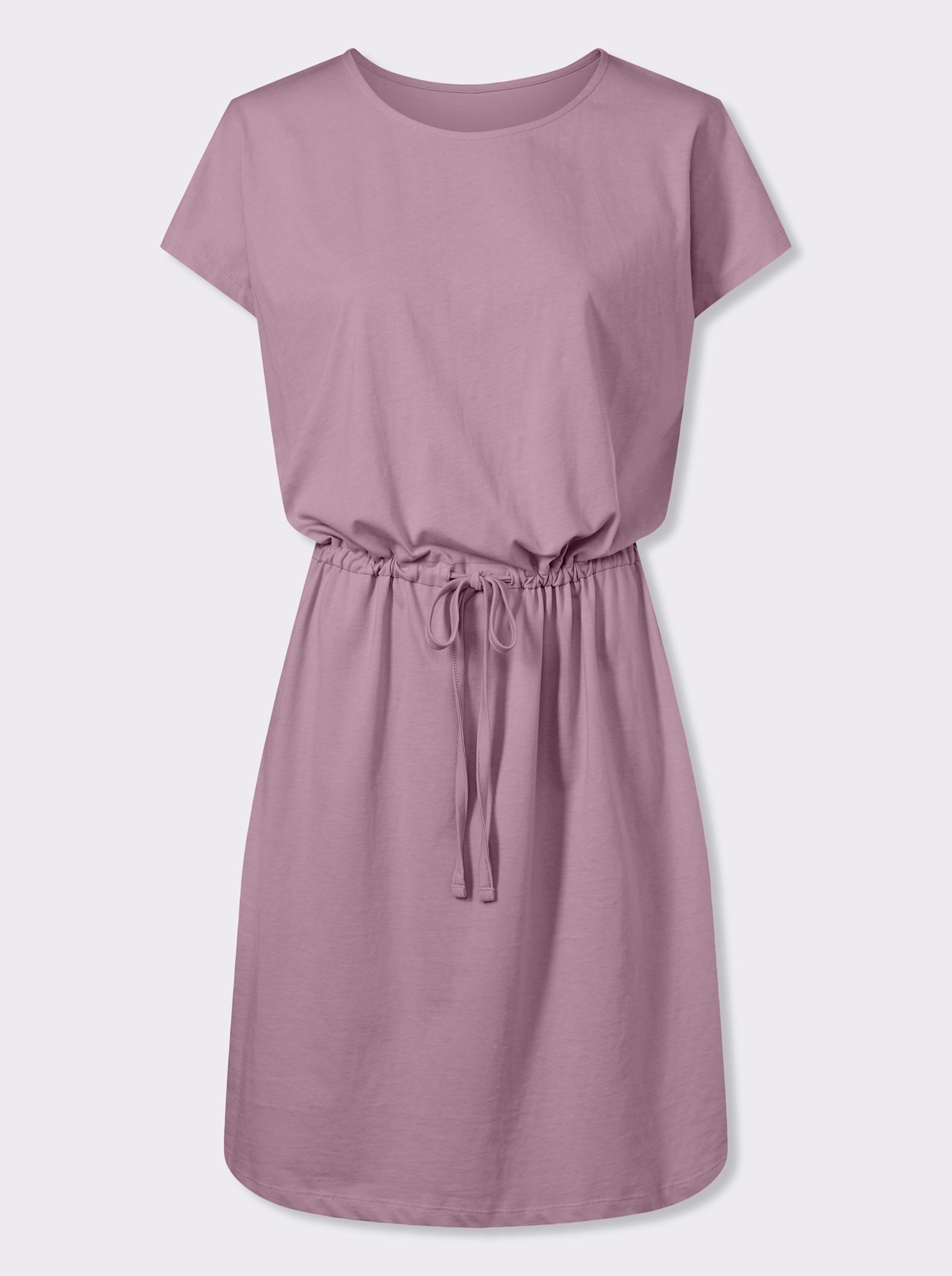 Trikåklänning med dragsko i midjehöjd - malva