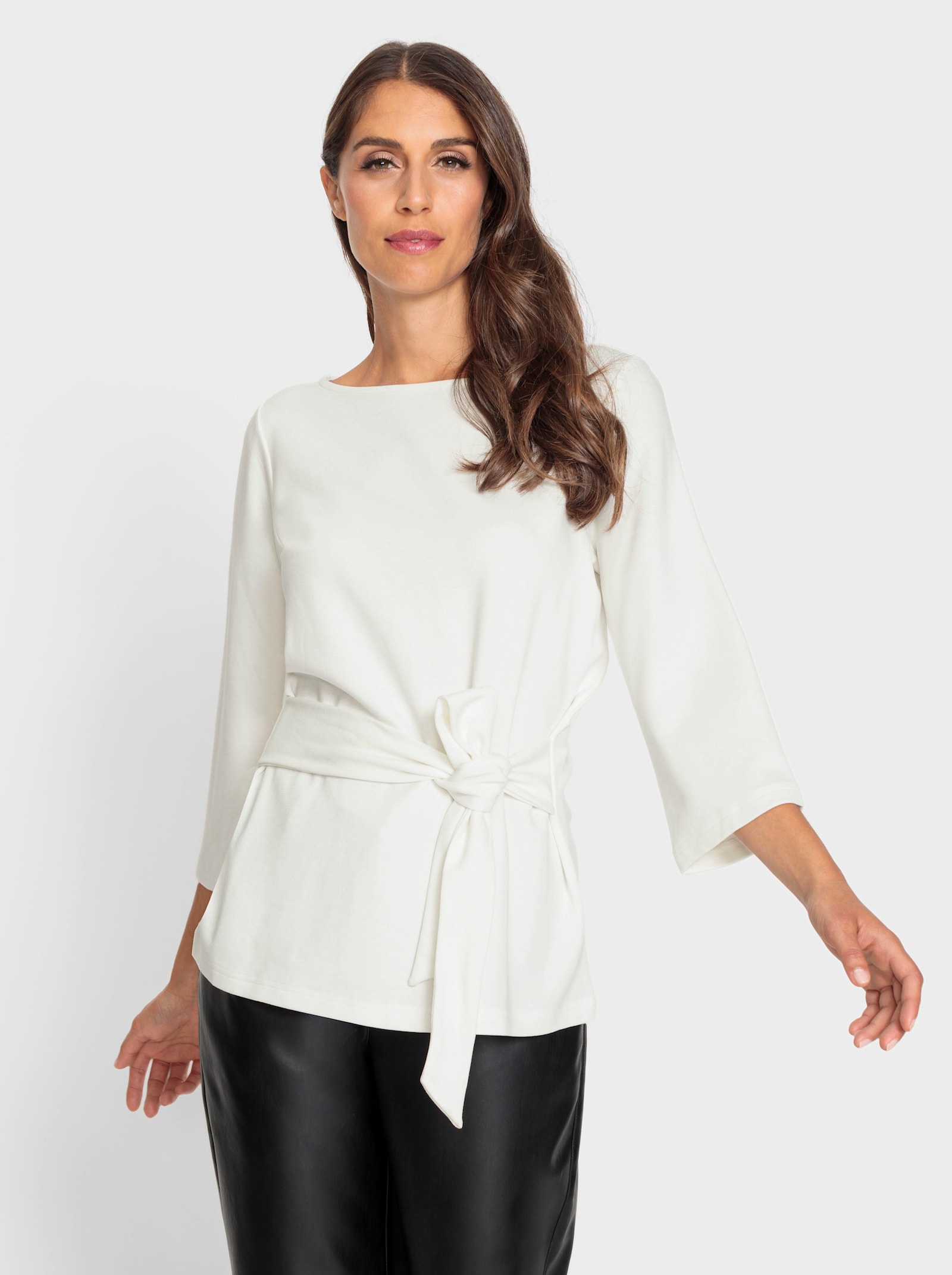 heine 3/4-Arm-Shirt mit seitlichen Bindebändern - ecru